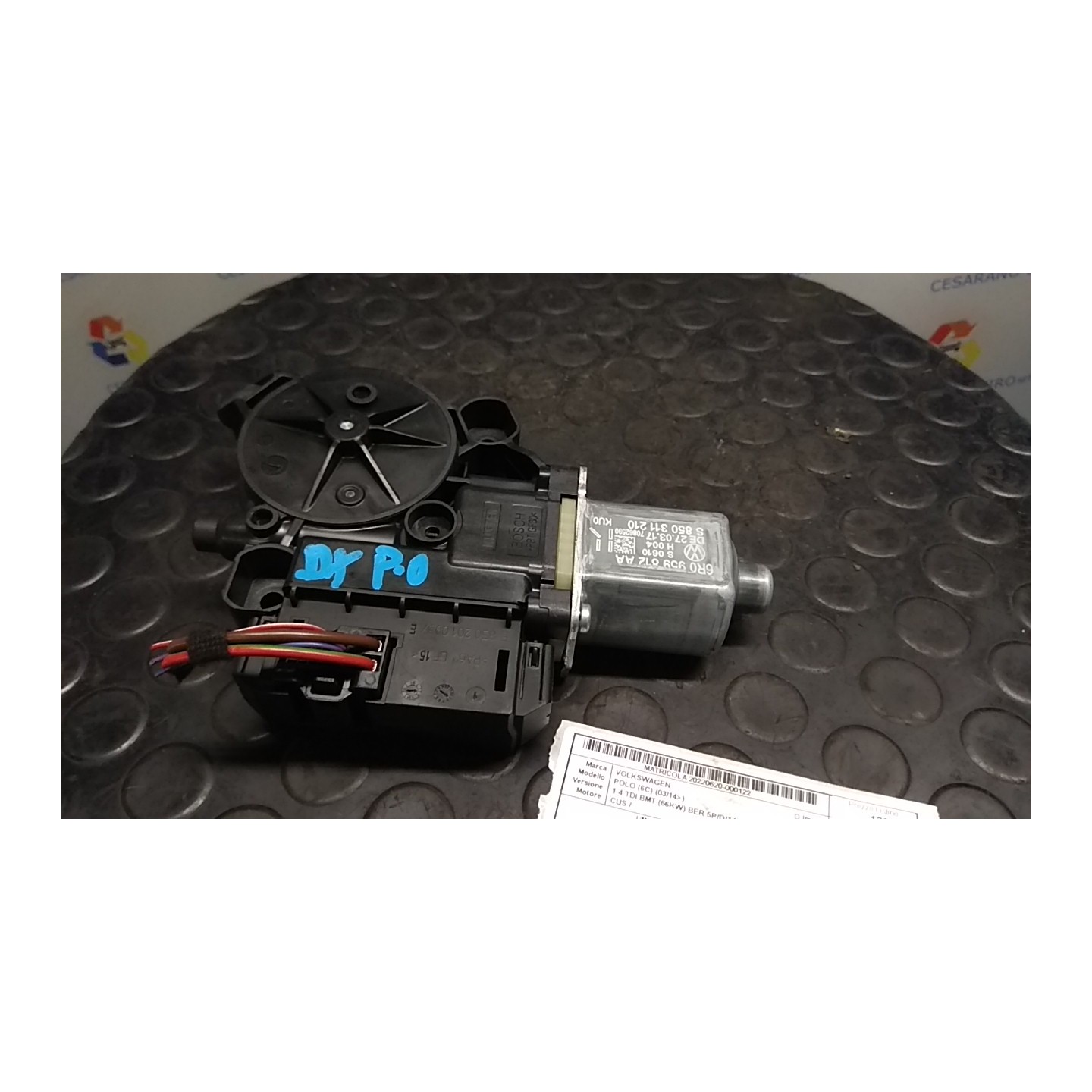 MOTORINO ALZACRISTALLO PORTA POST. DX. 122 VOLKSWAGEN POLO (6C) (03/14-) CUS 6R0959812NZ00