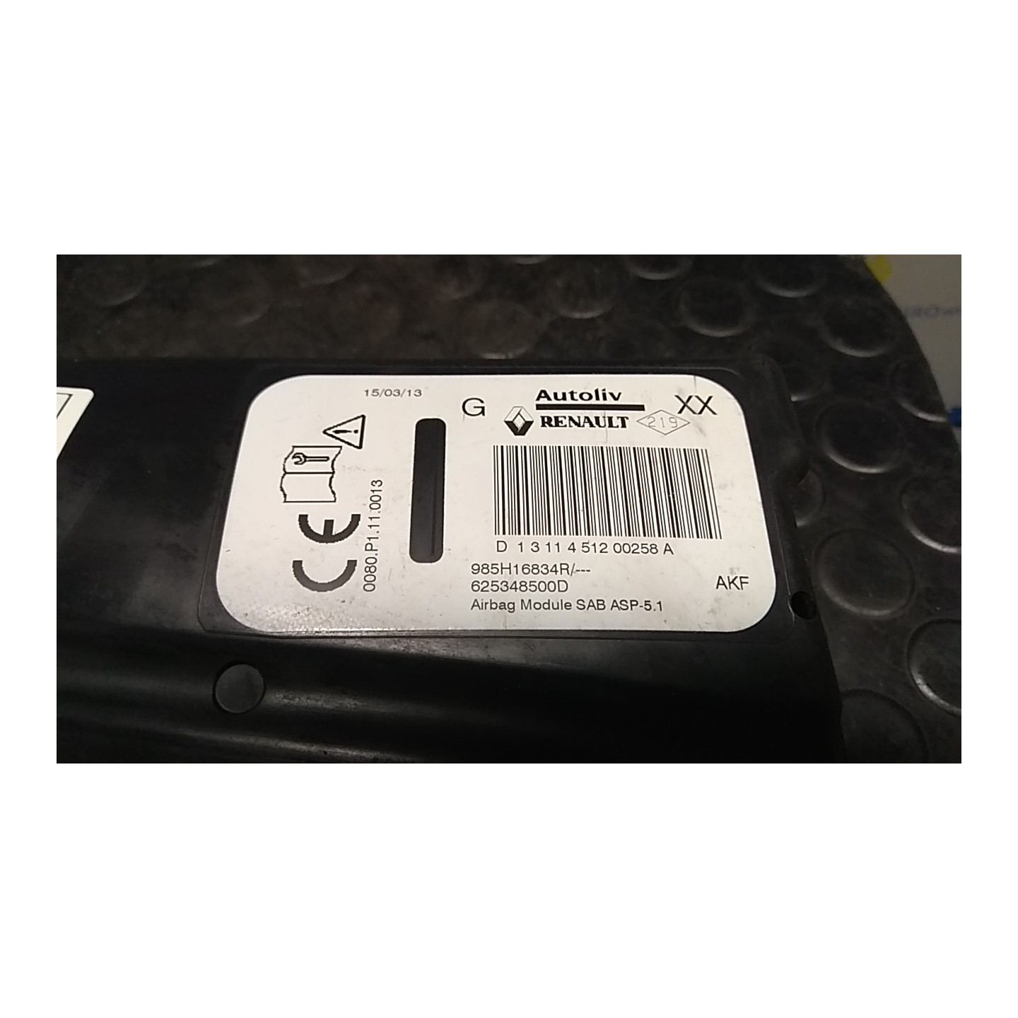 DISPOSITIVO AIRBAG LAT. ANT. SX. 006 RENAULT ZOE (03/13-10/20) 5AMB4 985H16834R