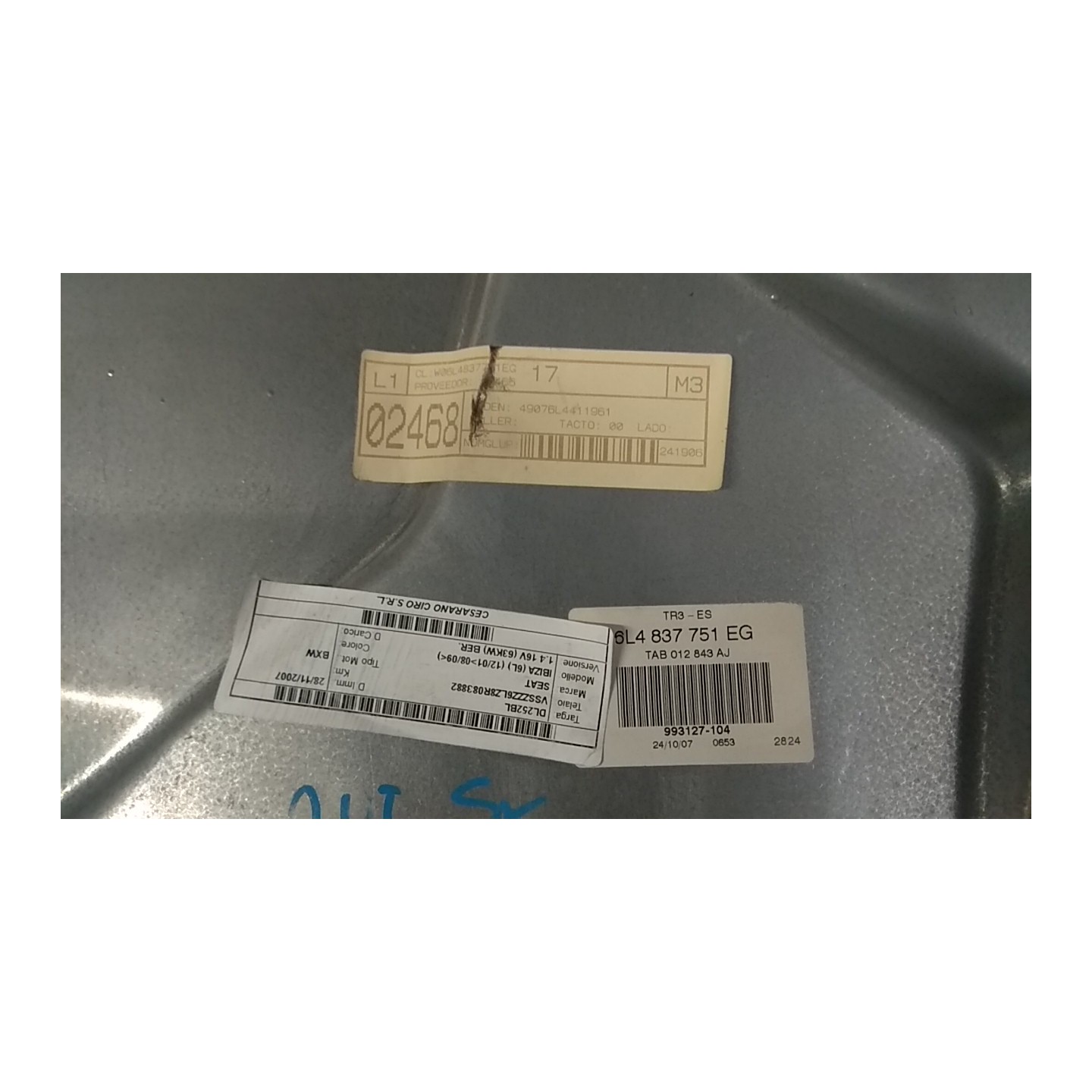 ALZACRISTALLO ELETTR. PORTA POST. SX. 071 SEAT IBIZA (6L) (12/01-08/09) BXW 6L4839755M