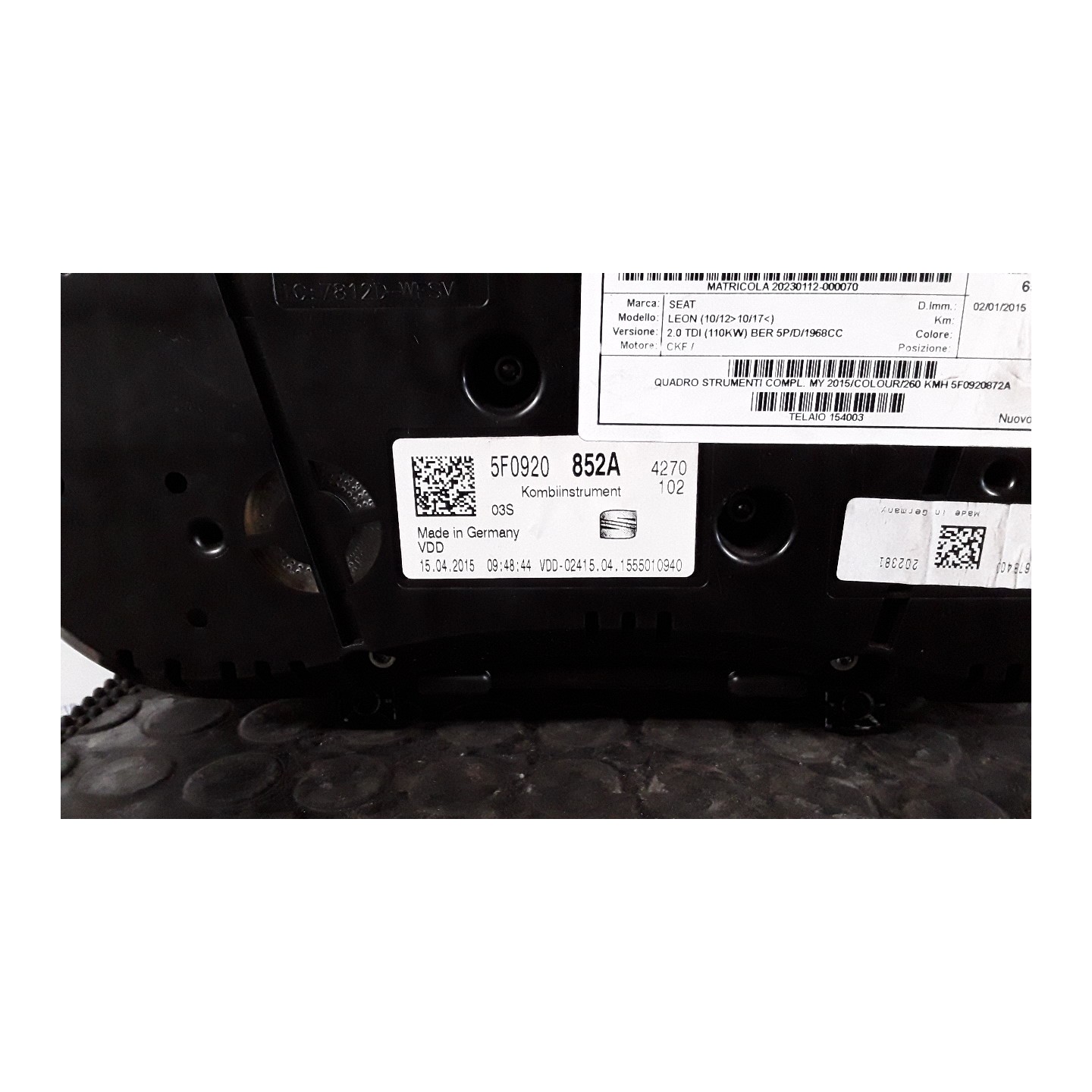 QUADRO STRUMENTI COMPL. MY 2015/COLOUR/260 KMH 070 SEAT LEON (10/12-10/17) CKF 5F0920872A