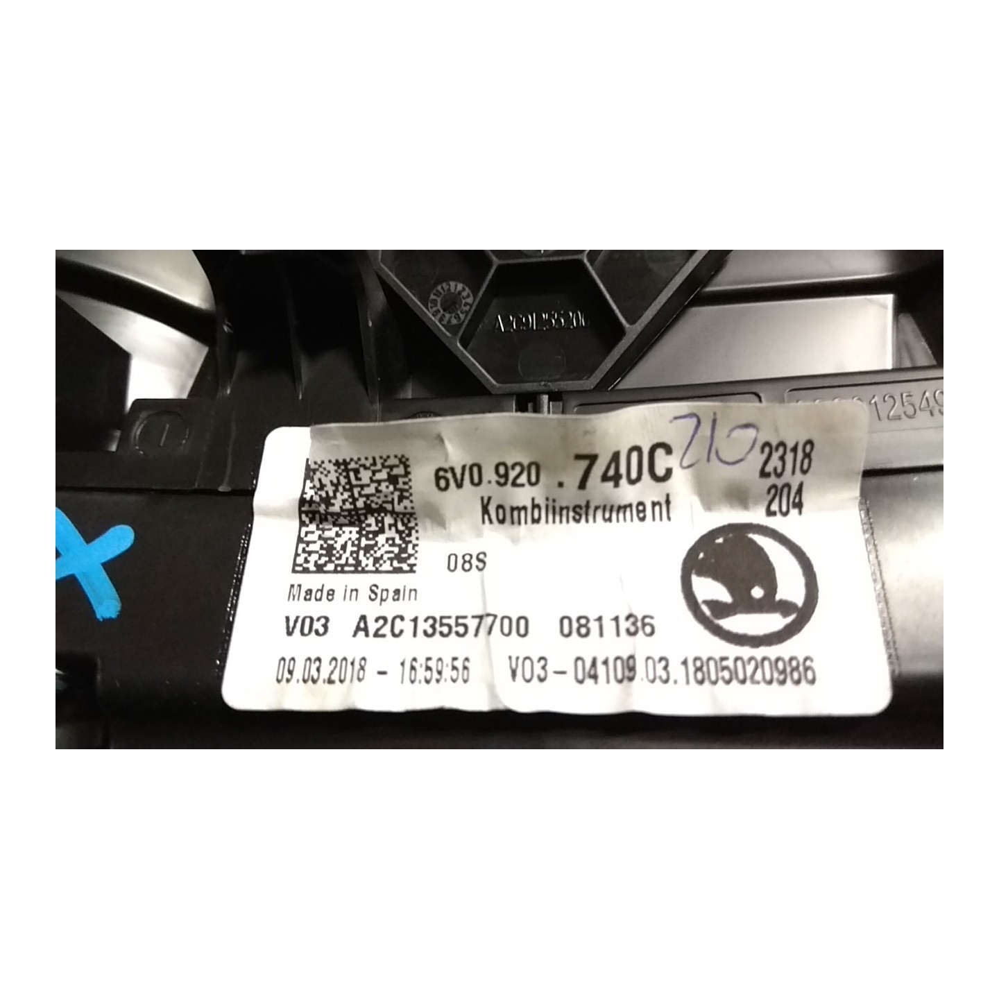 QUADRO STRUMENTI COMPL. P/DISPLAY MEDIUM 017 SKODA FABIA (NJ) (07/18-) CHYE 6V0920740D