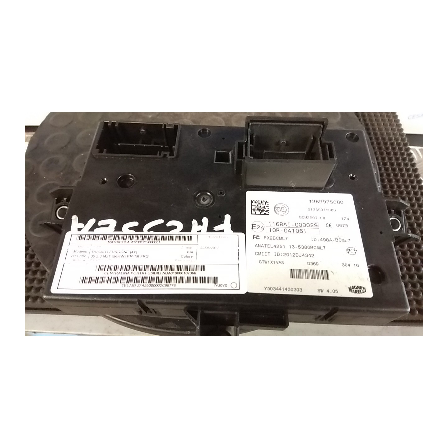 CENTRALINA PORTA FUSIBILI 051 FIAT DUCATO FURGONE (4Y) (04/14-07/ F1AGL411D NBA019006107366