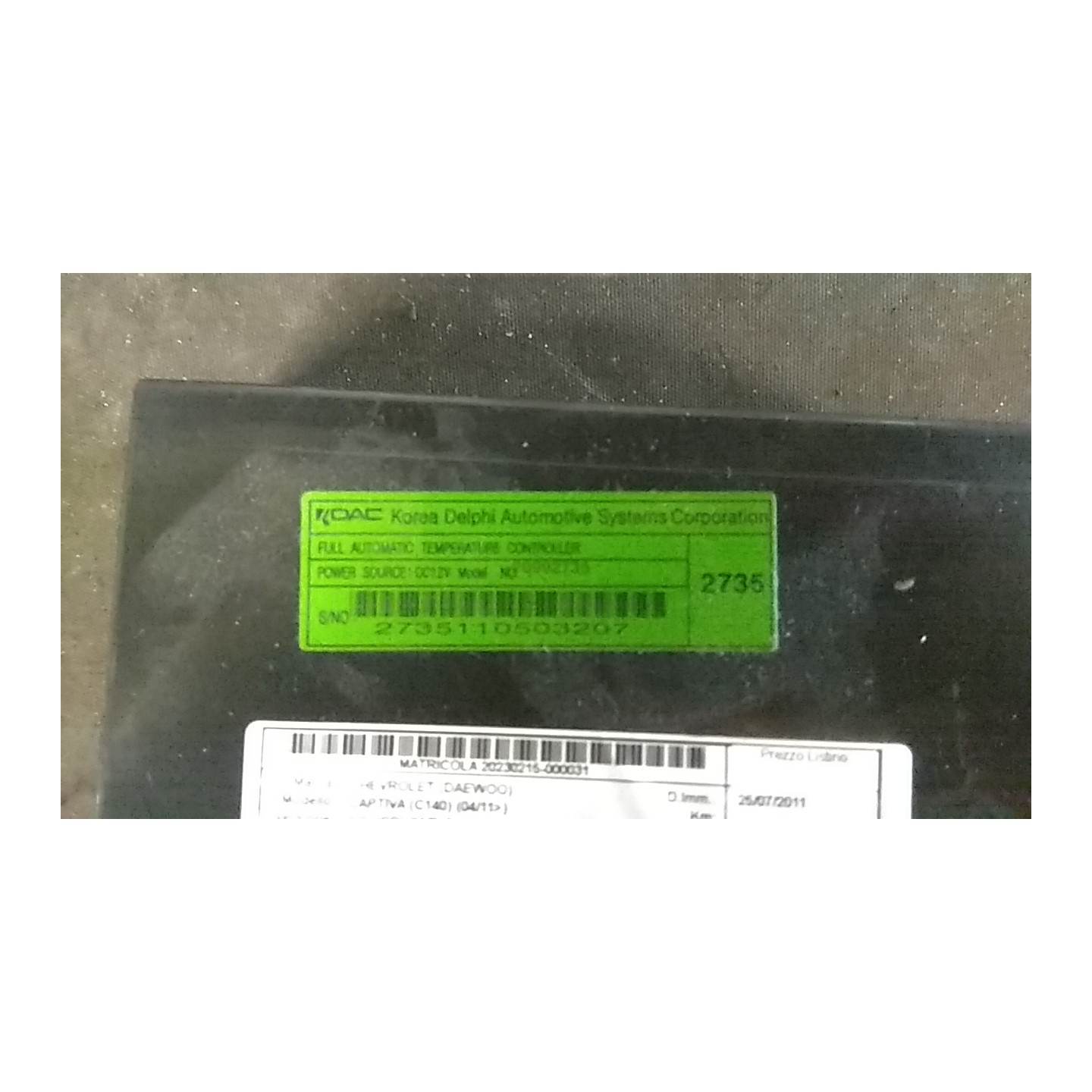 BLOCCO COMANDO CLIMATIZZAZIONE C/A/C MAN. 031 CHEVROLET (DAEWOO) CAPTIVA (C140) (04/11-) Z22D1 95262215