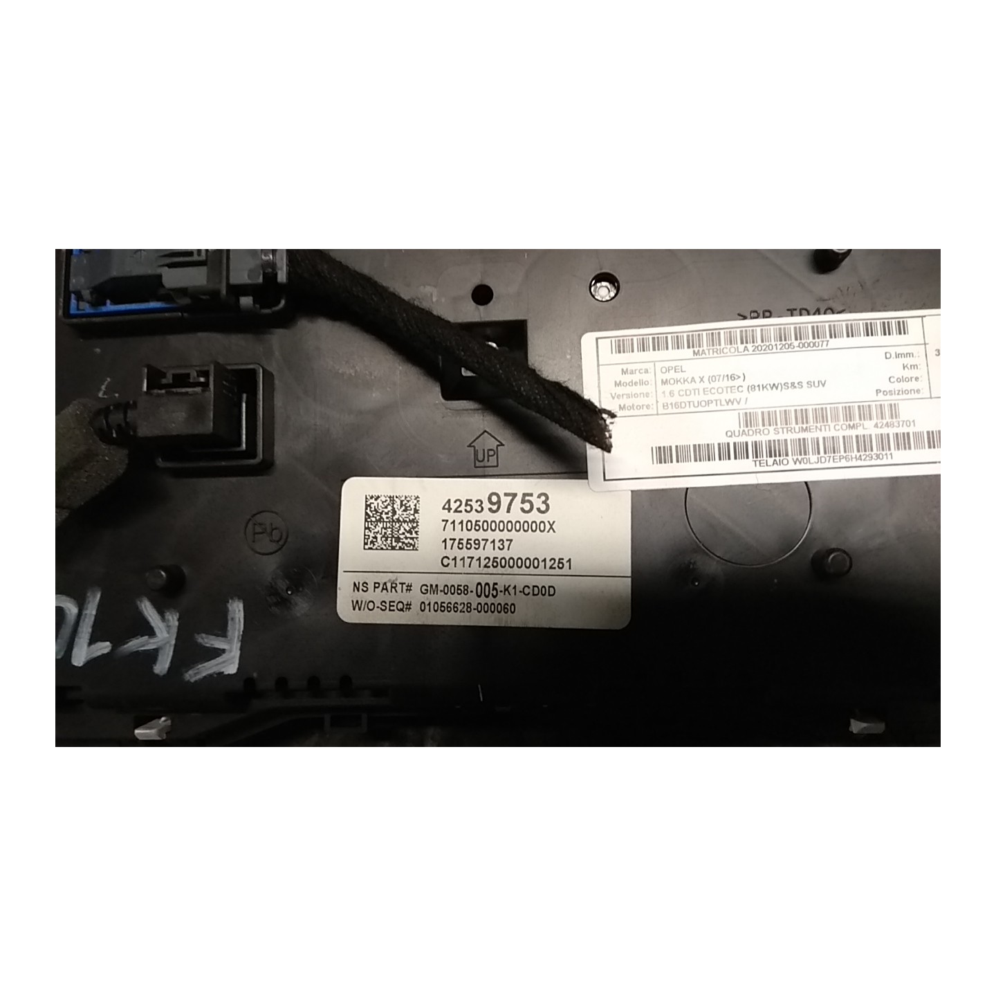QUADRO STRUMENTI COMPL. 077 OPEL MOKKA X (07/16-) B16DTUOPTLWV 42483701