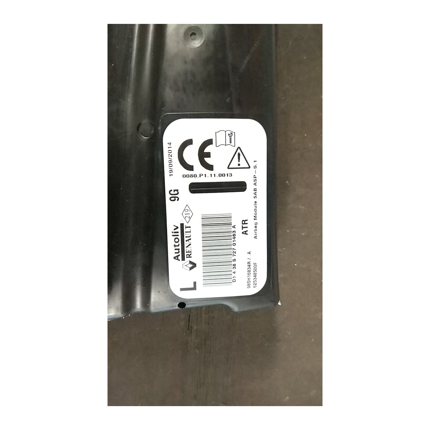 DISPOSITIVO AIRBAG LAT. SX. 171 RENAULT CLIO 4A SERIE (07/12-12/16) D4FD7 985H19236R