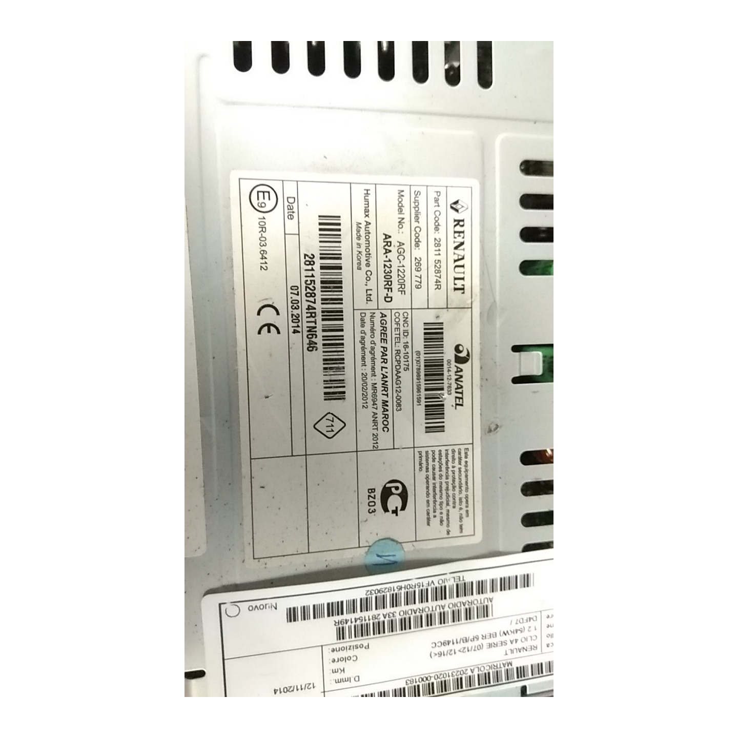 AUTORADIO AUTORADIO 33A 183 RENAULT CLIO 4A SERIE (07/12-12/16) D4FD7 281154149R