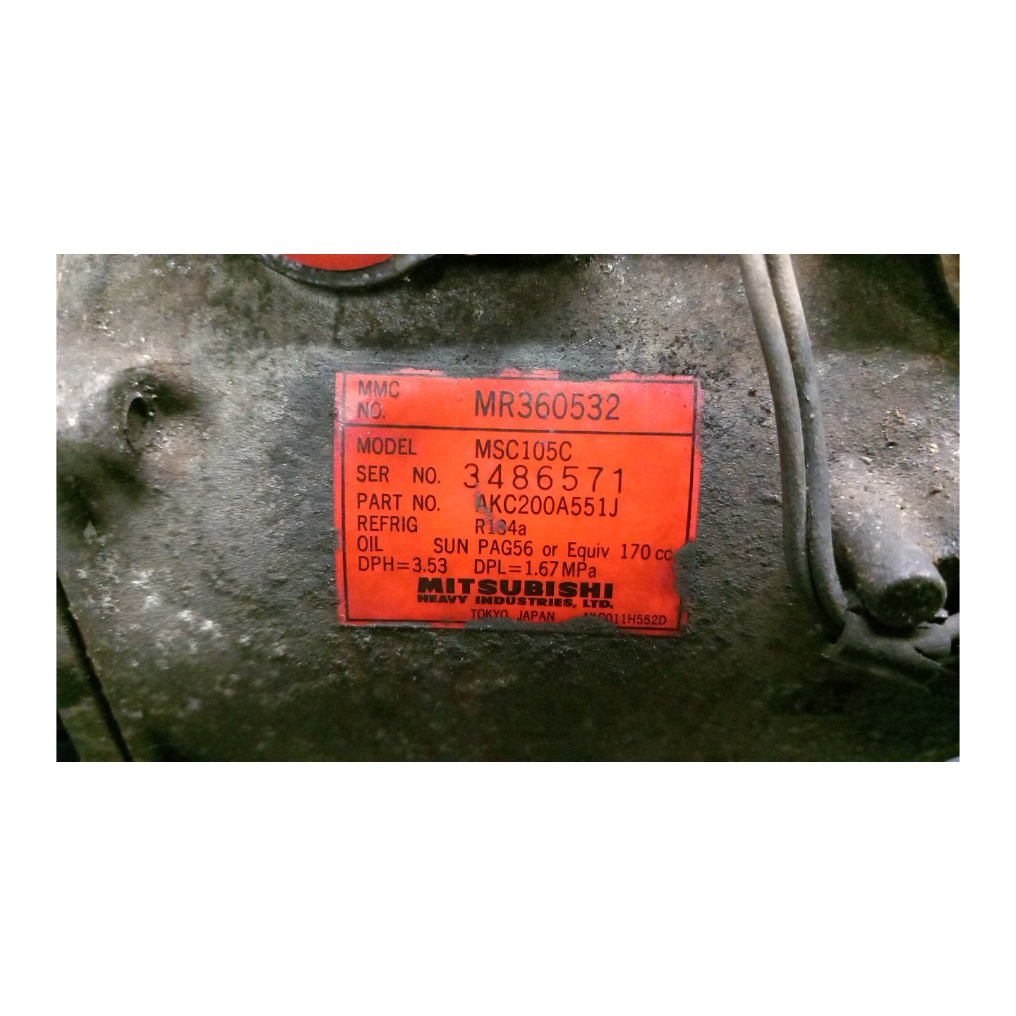 COMPRESSORE A/C 041 MITSUBISHI PAJERO SPORT (09/01-09/04) 4D56 MR315442