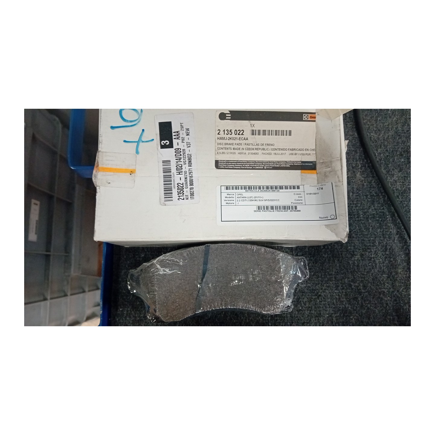 SERIE PASTIGLIE FRENI ANT. 120 OPEL ANTARA (L07) (01/11-)  20789468