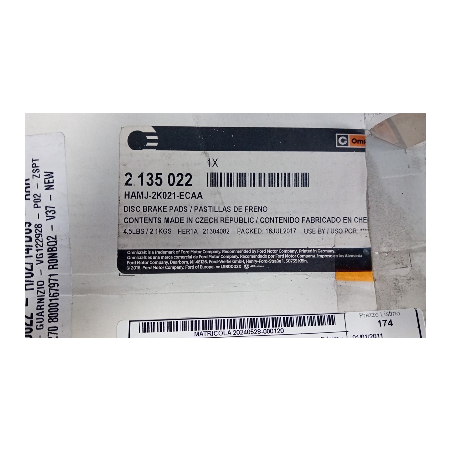 SERIE PASTIGLIE FRENI ANT. 120 OPEL ANTARA (L07) (01/11-)  20789468