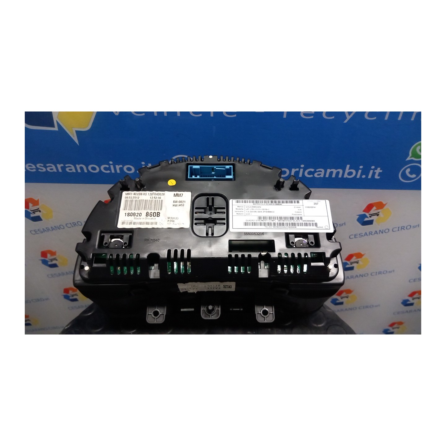 QUADRO STRUMENTI COMPL. 200KM/H/HIGH BLACK 048 VOLKSWAGEN UP! (1S) (11/11-10/16) CHY 1S0920860MX