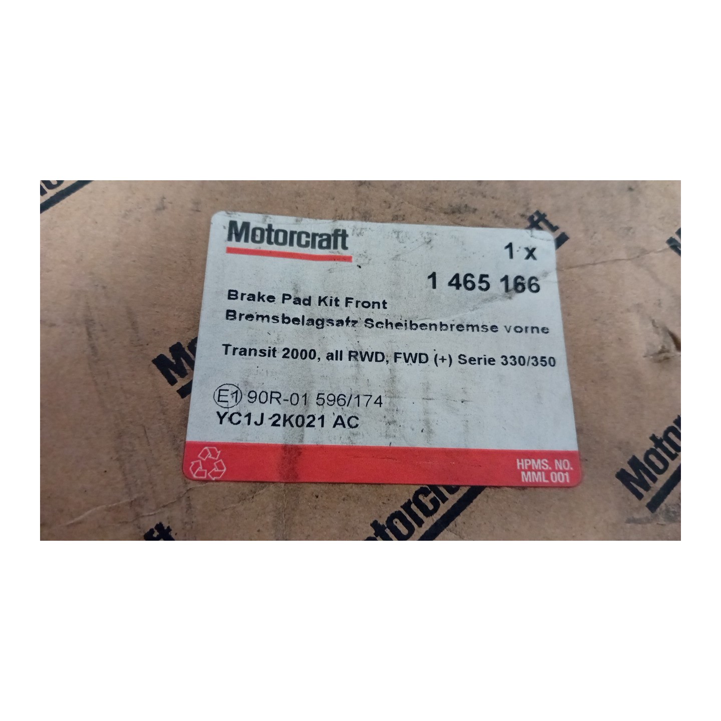 SERIE PASTIGLIE FRENI ANT. MOTORCRAF 036 FORD TRANSIT (FY) (09/00-06/06)  1465166
