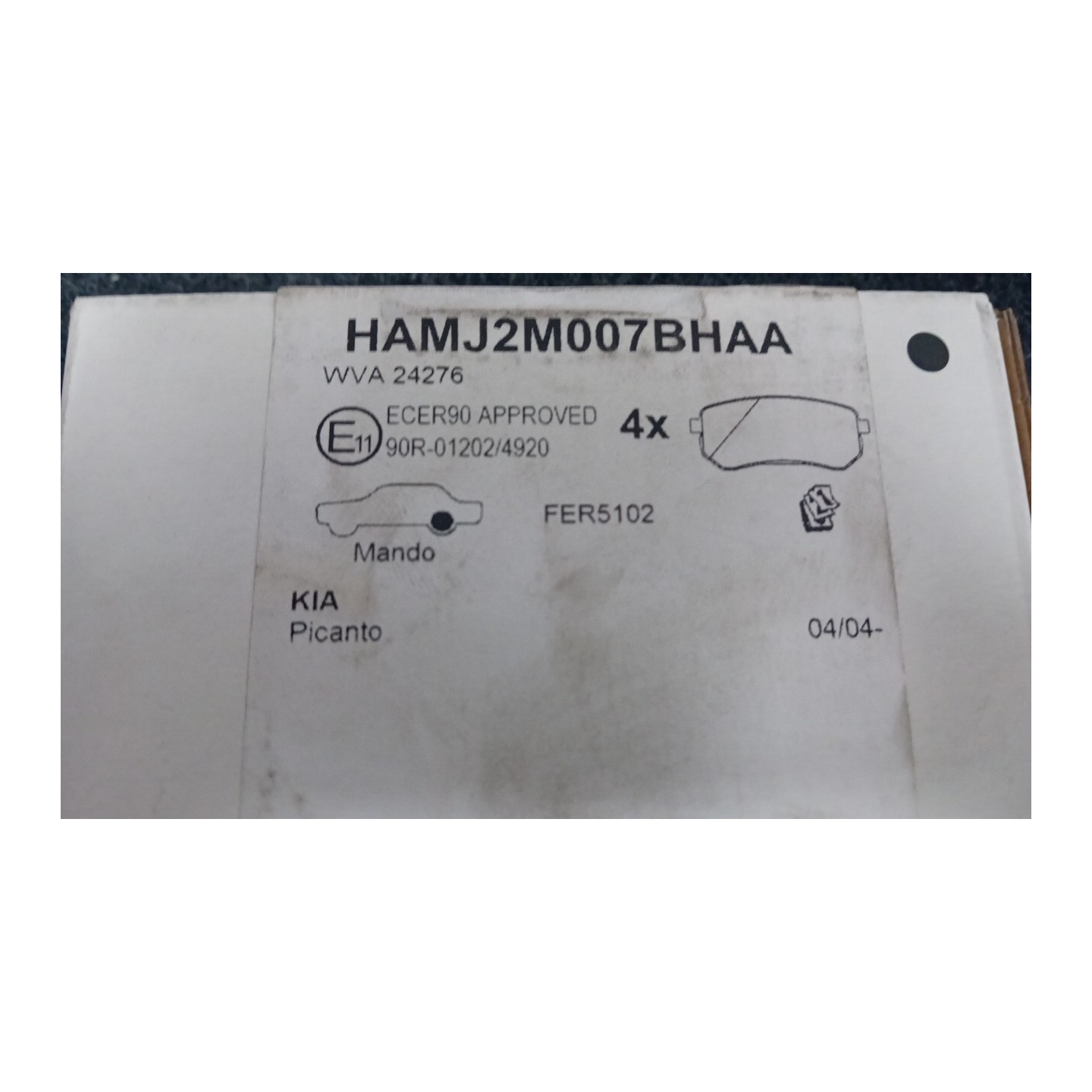 SERIE PASTIGLIE FRENI POST. 047 KIA PICANTO 1A SERIE (02/04-10/08  5830207A10