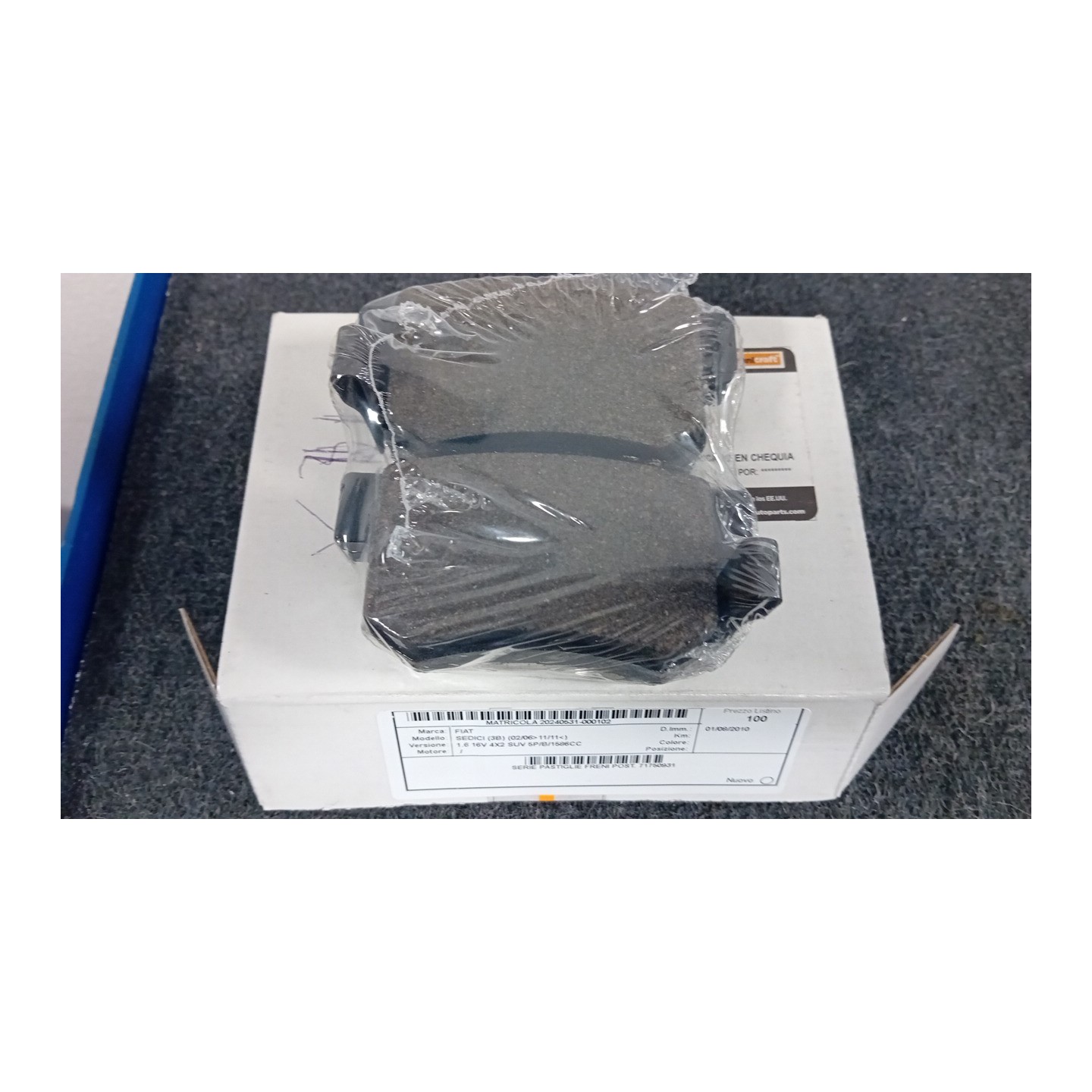 SERIE PASTIGLIE FRENI POST. 102 FIAT SEDICI (3B) (02/06-11/11)  71750931