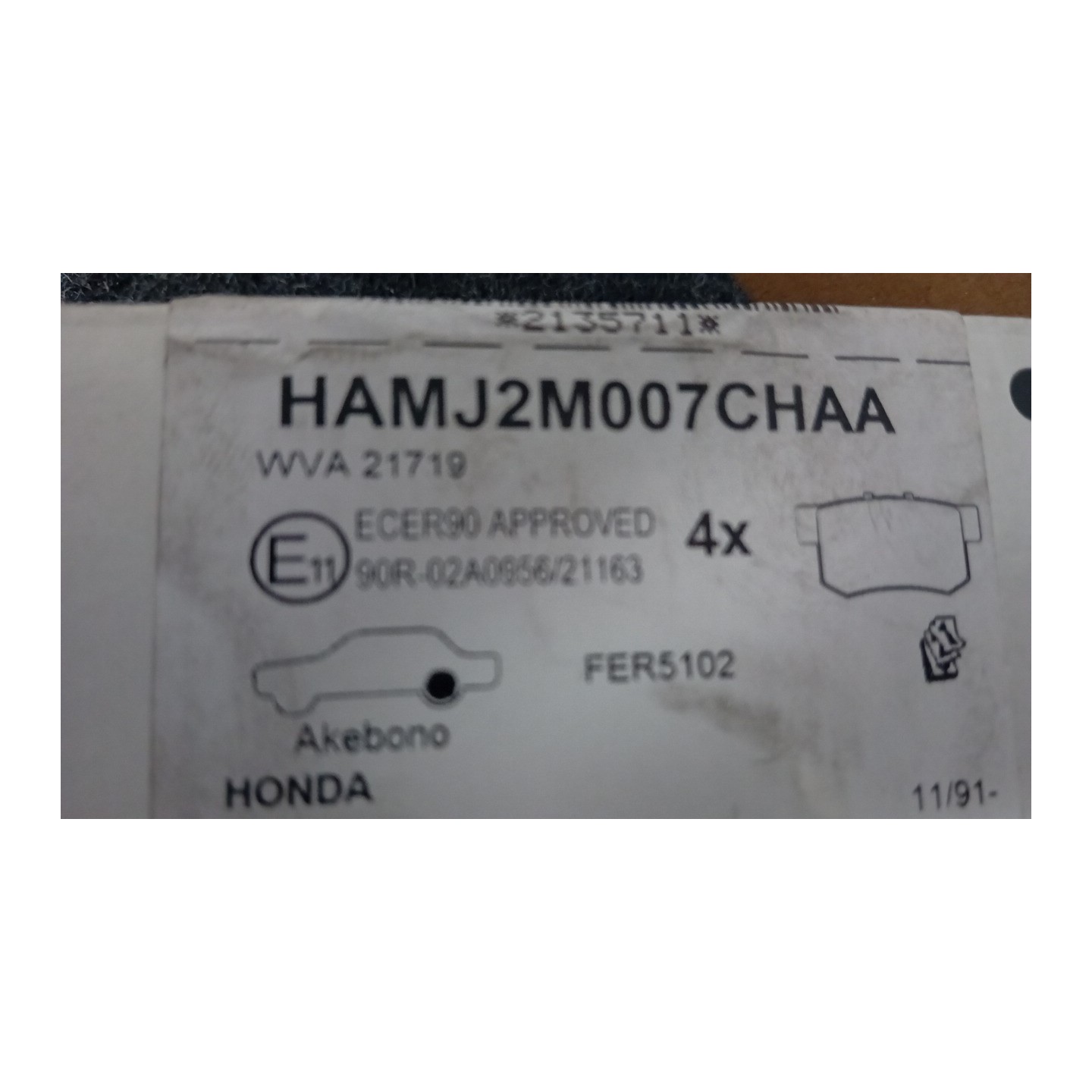 SERIE PASTIGLIE FRENI POST. 102 FIAT SEDICI (3B) (02/06-11/11)  71750931