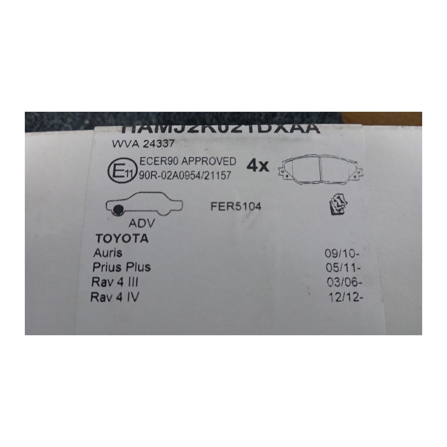 SERIE PASTIGLIE FRENI ANT. 131 TOYOTA RAV 4 4A SERIE HYBRID (09/15-1  04465YZZDY