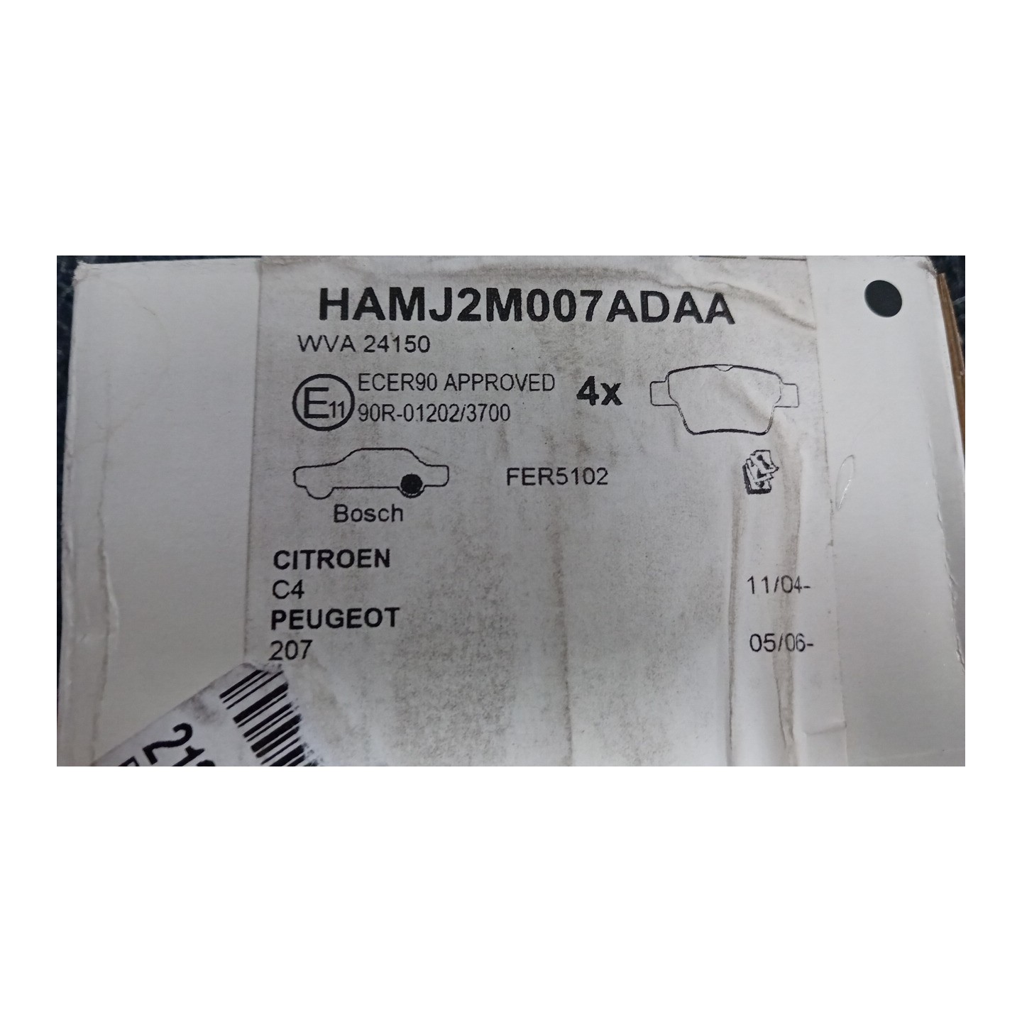 SERIE PASTIGLIE FRENI POST. BOSCH 134 CITROEN C4 (11/04-10/10)  425476