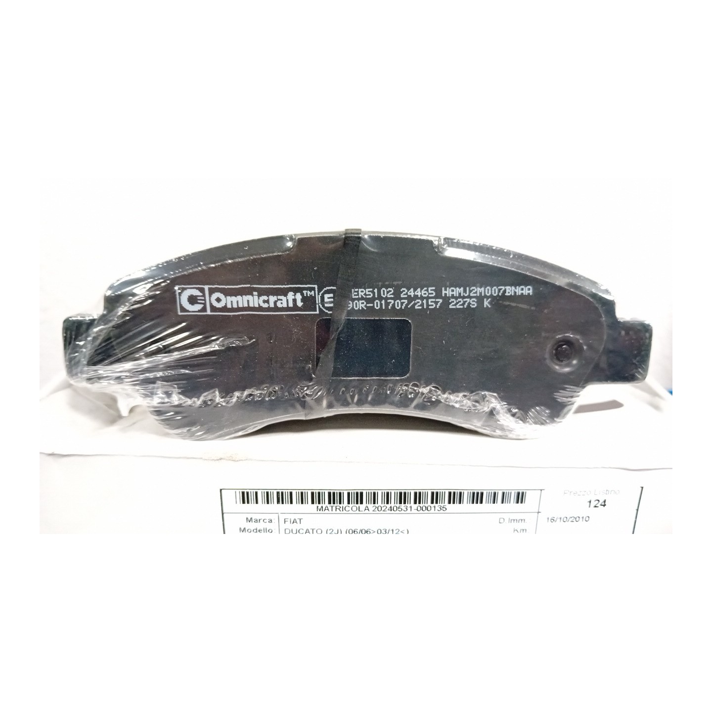 SERIE PASTIGLIE FRENI POST. 135 FIAT DUCATO (2J) (06/06-03/12)  77364016