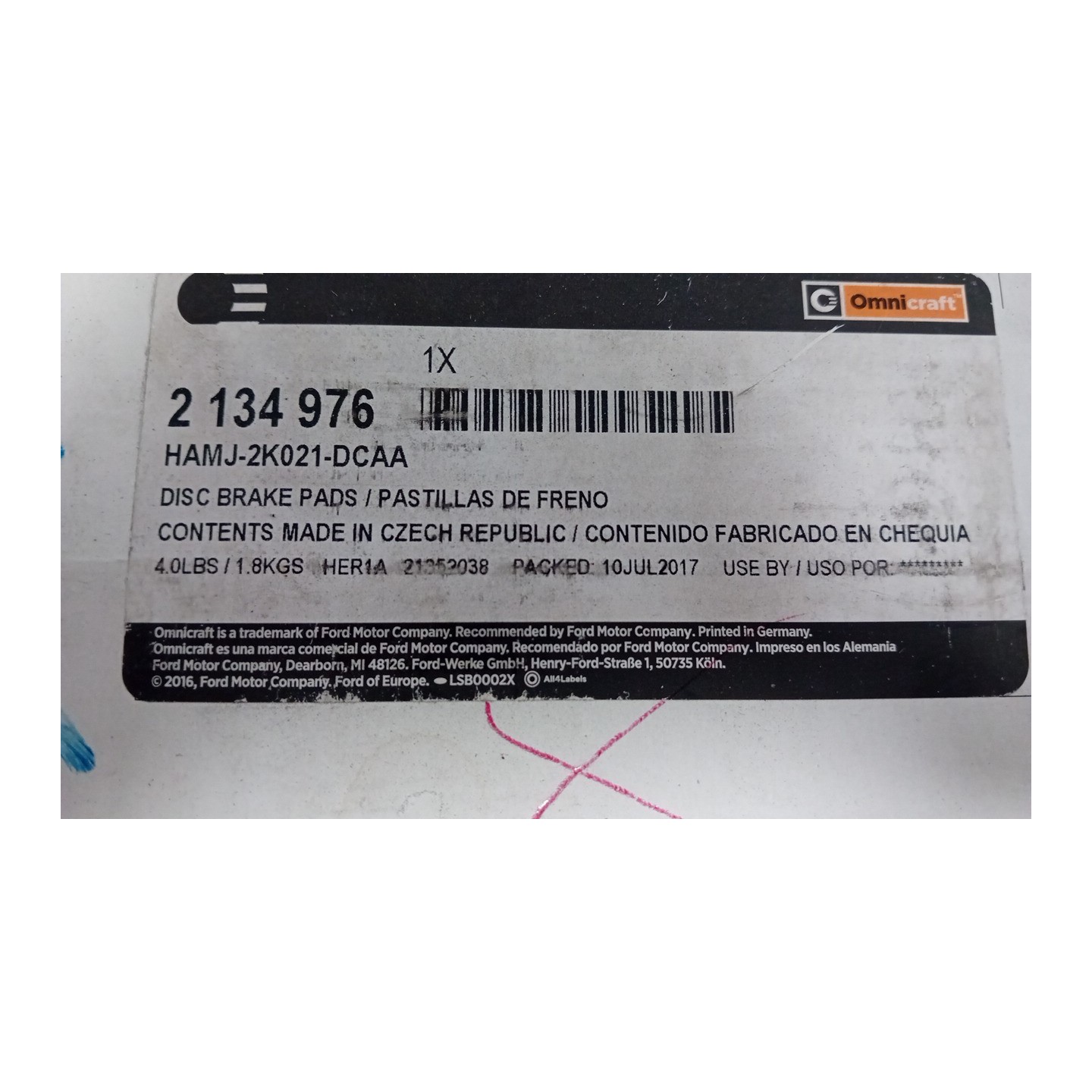 SERIE PASTIGLIE FRENI ANT. 174 KIA CARENS 2A SERIE (11/06-05/10)  581011DE00