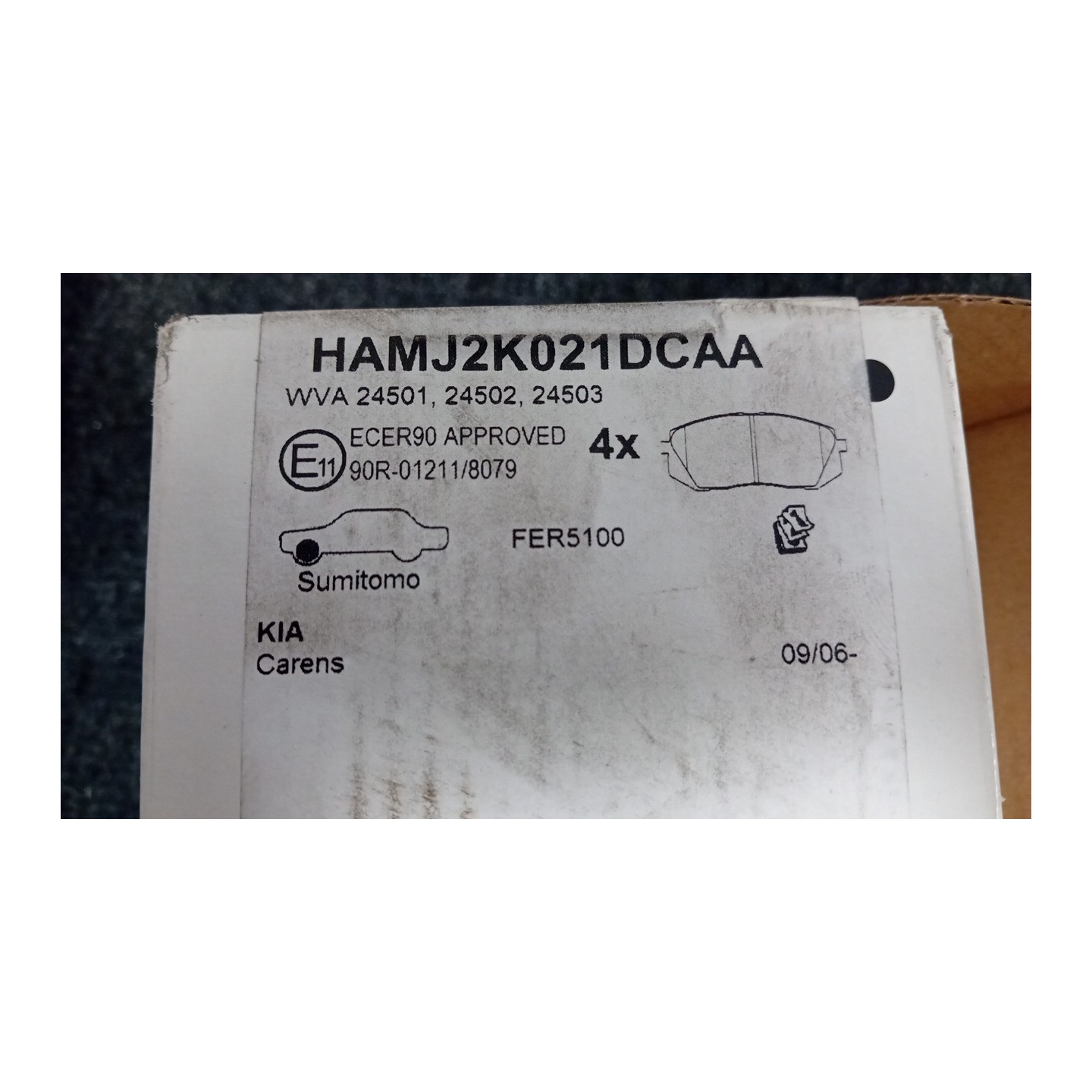 SERIE PASTIGLIE FRENI ANT. 174 KIA CARENS 2A SERIE (11/06-05/10)  581011DE00