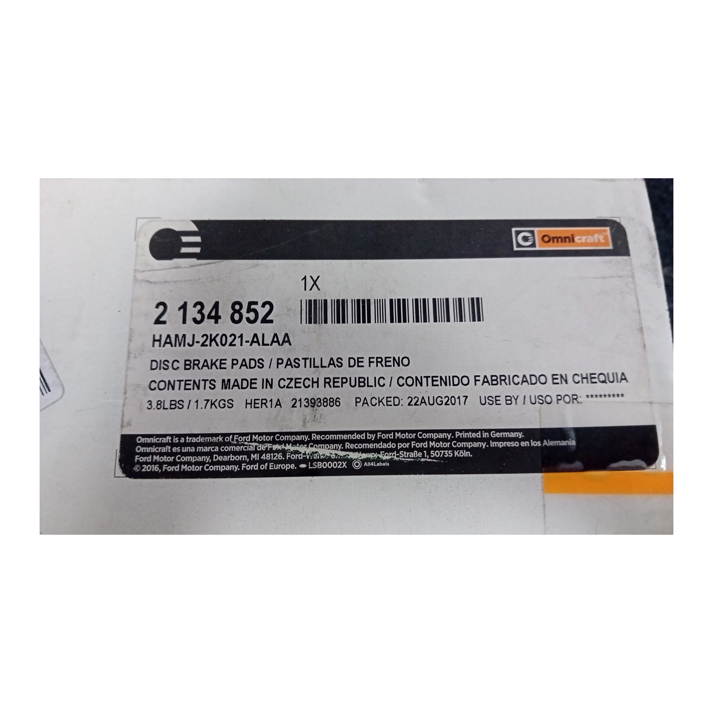 SERIE PASTIGLIE FRENI ANT. C/ESP 205 CITROEN BERLINGO (10/02-04/08)  425492