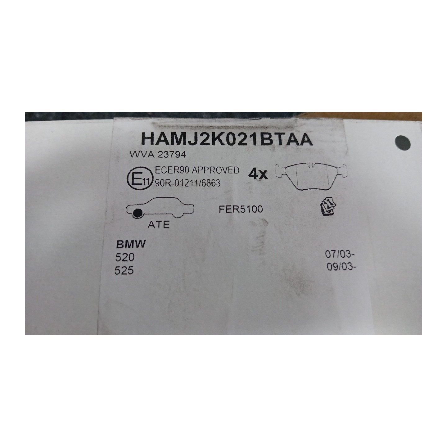 SERIE PASTIGLIE FRENI ANT. RIVEST. S 207 BMW SERIE 5 (F10) (01/10-)  34116858047