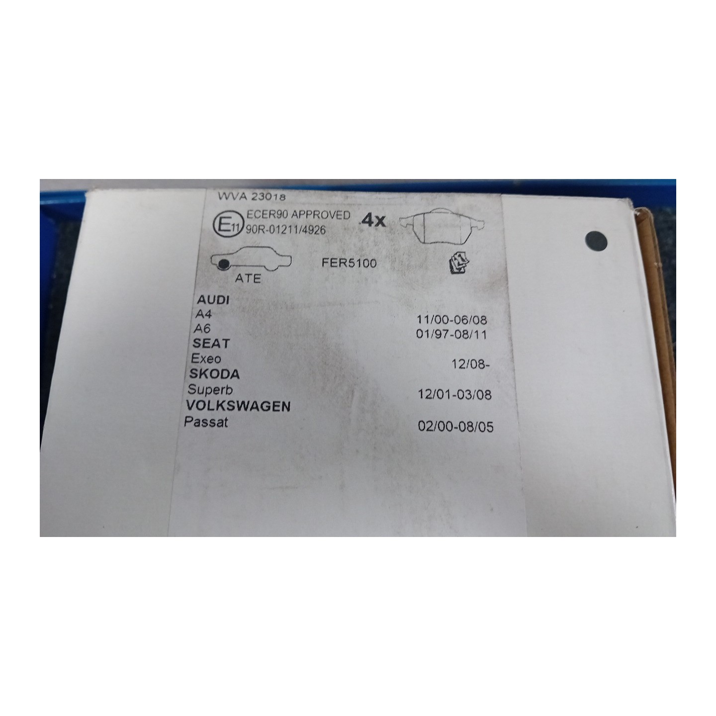 SERIE PASTIGLIE FRENI ANT. ATE 049 AUDI A4 (8E) (10/04-02/08)  8E0698151K