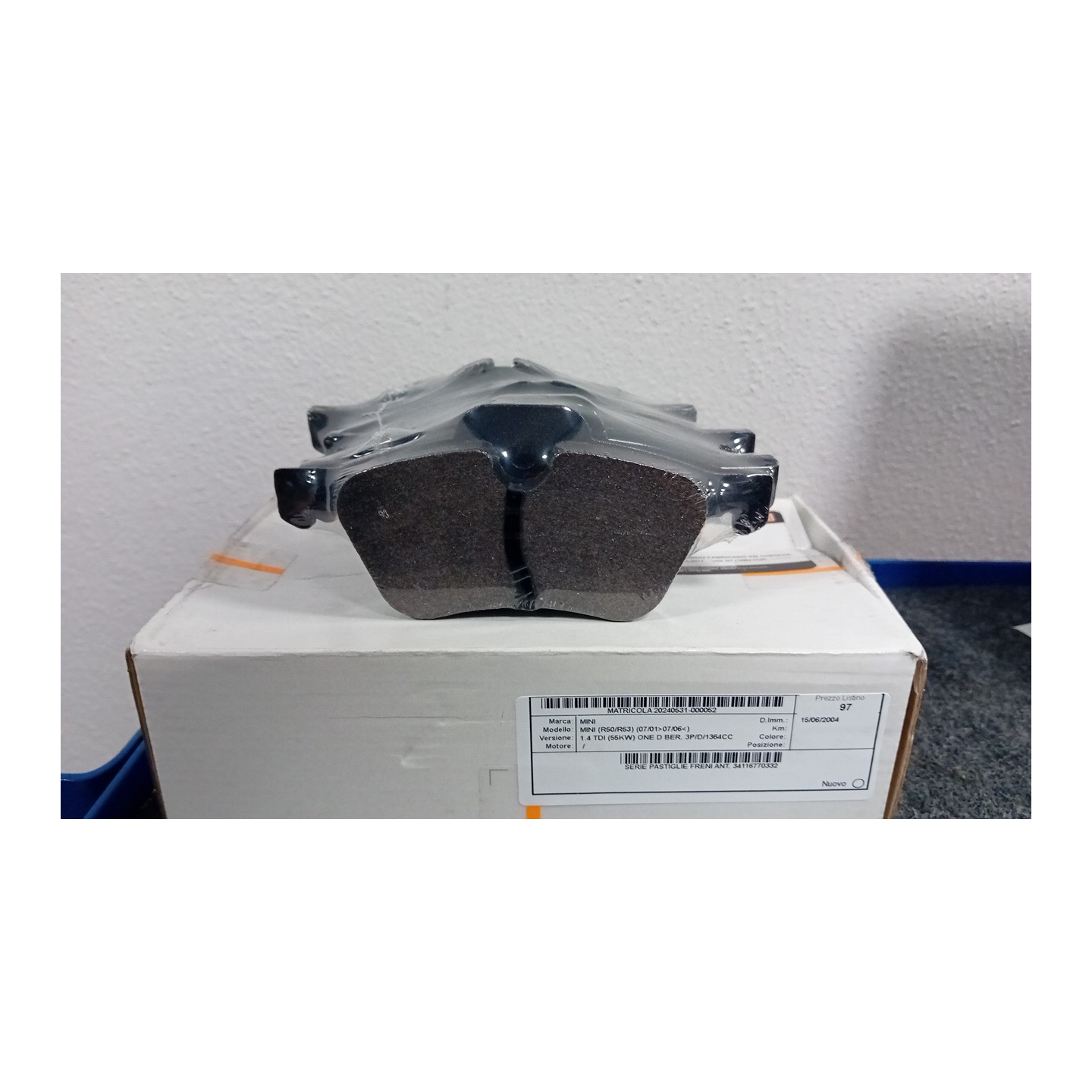 SERIE PASTIGLIE FRENI ANT. 052 MINI MINI (R50/R53) (07/01-07/06)  34116770332
