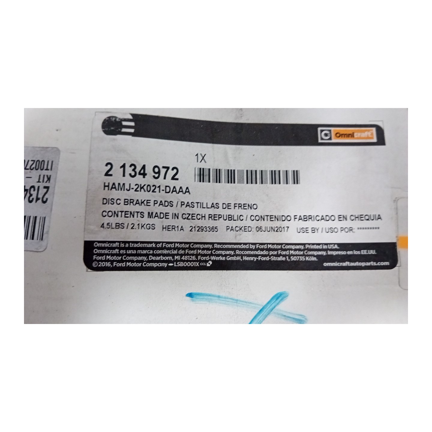SERIE PASTIGLIE FRENI ANT. 165 OPEL VECTRA (J96) (02/99-04/02)  93191802