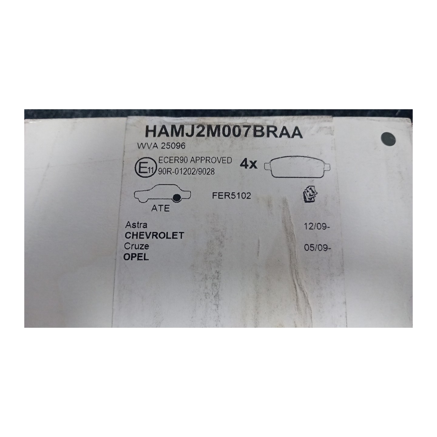SERIE PASTIGLIE FRENI POST. CERCHI 1 037 CHEVROLET (DAEWOO) CRUZE SW (J308) (07/12-06/15)  13411383