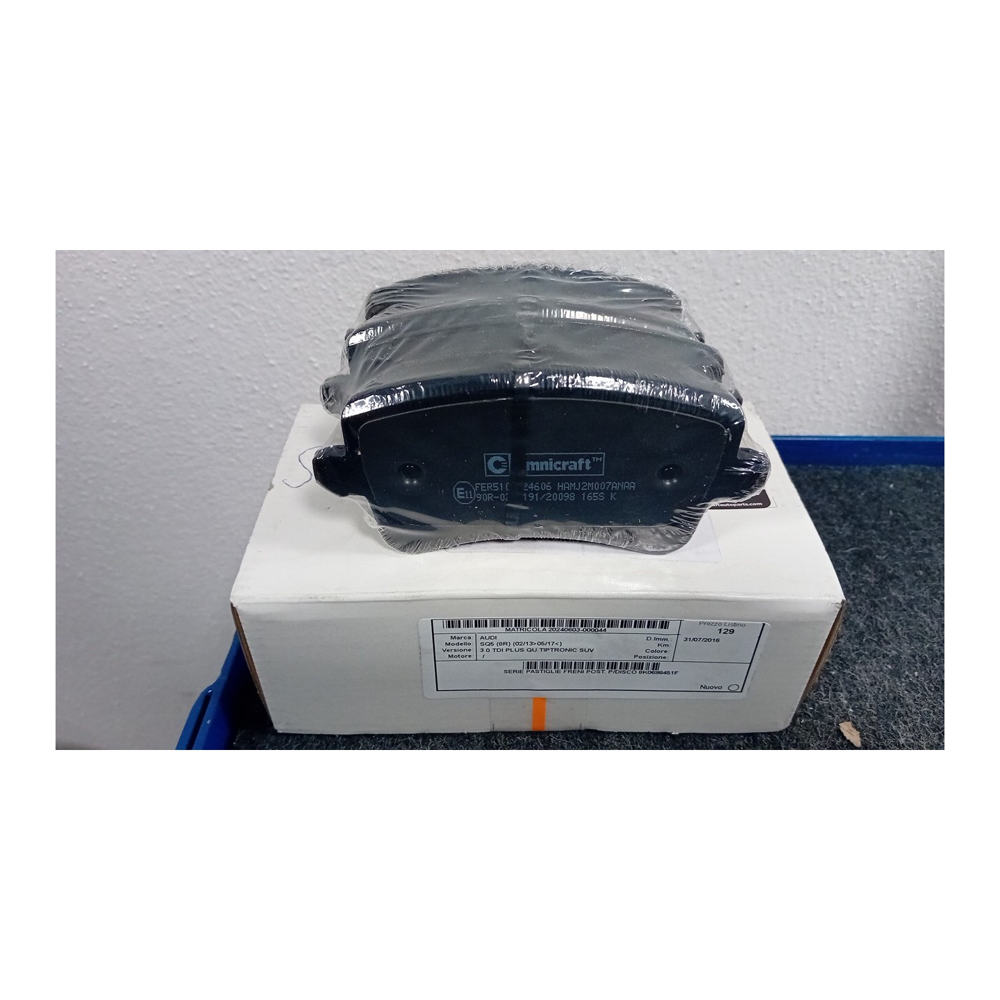 SERIE PASTIGLIE FRENI POST. P/DISCO 044 AUDI SQ5 (8R) (02/13-05/17)  8K0698451F