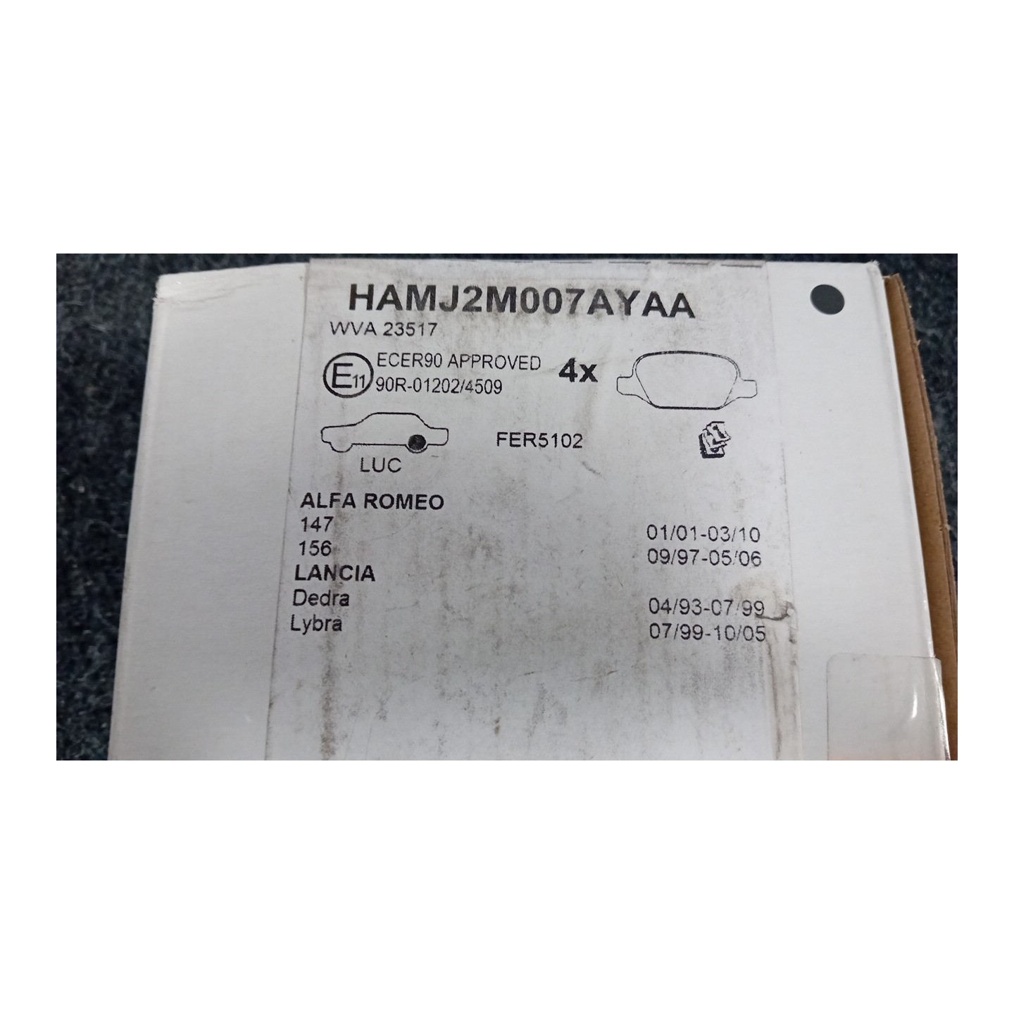 SERIE PASTIGLIE FRENI POST. 039 ALFA ROMEO 147 (W8) (08/00-01/06)  77365786