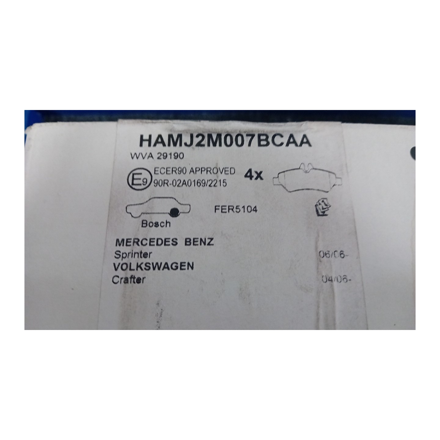 SERIE PASTIGLIE FRENI POST. 041 MERCEDES-BENZ SPRINTER 3A SERIE (04/06-05/09  A0044206920