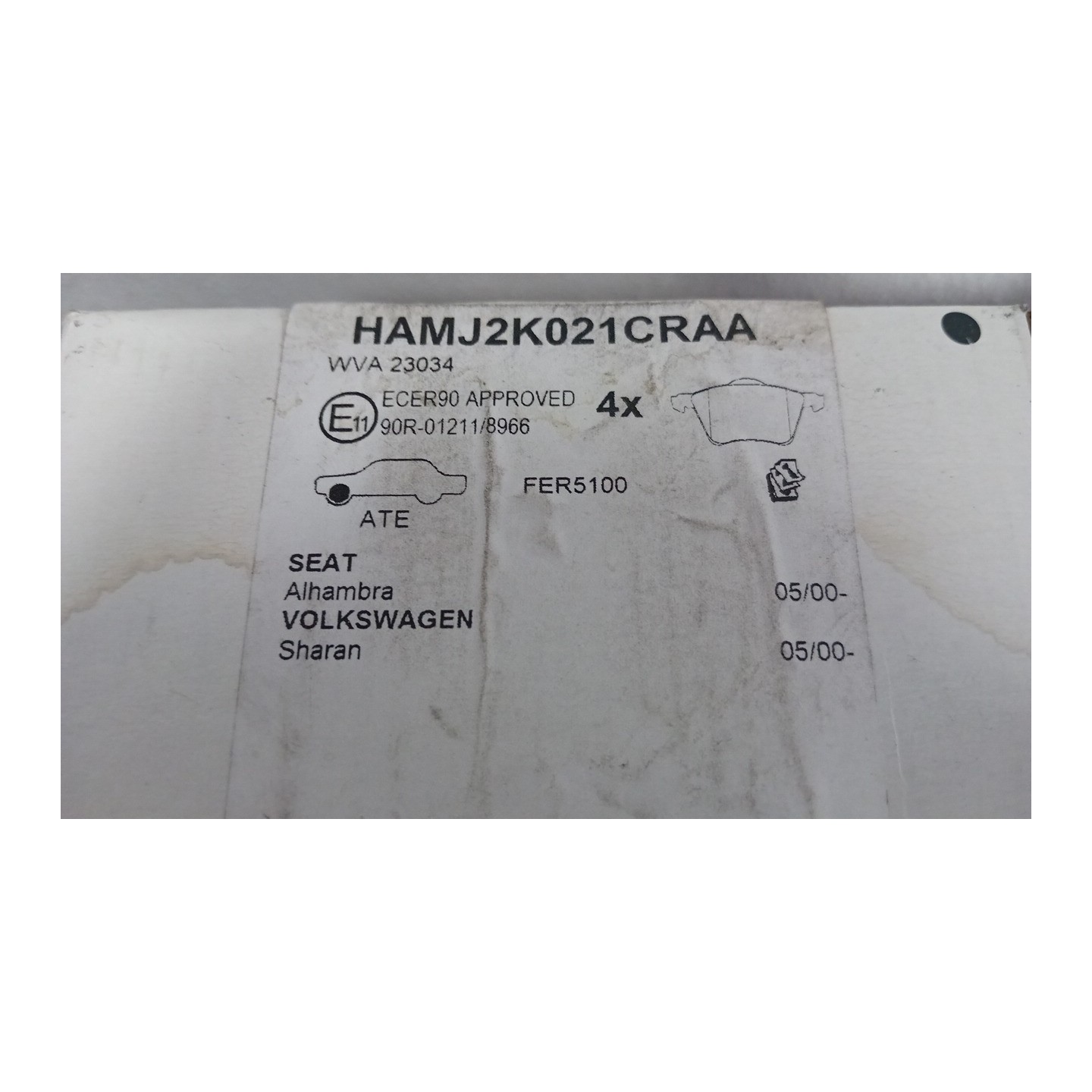 SERIE PASTIGLIE FRENI ANT. 049 VOLKSWAGEN SHARAN (7M) (04/00-)  7M3698151B