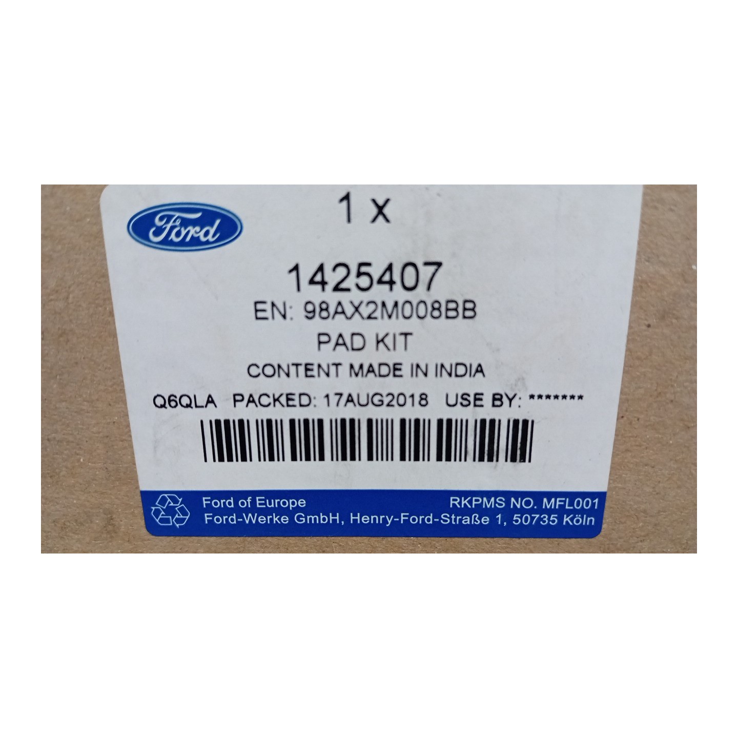 SERIE PASTIGLIE FRENI POST. 002 FORD FIESTA (CCN) (11/12-)  1810990