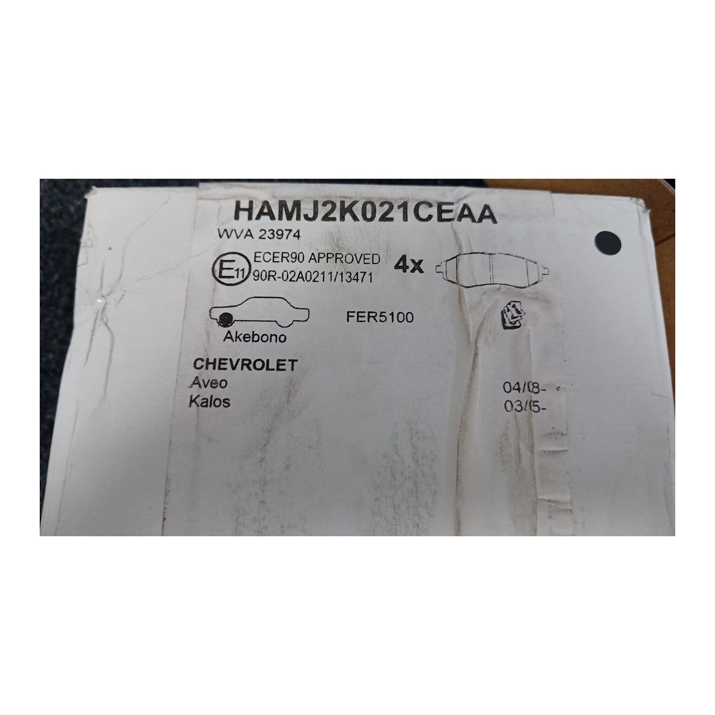 SERIE PASTIGLIE FRENI ANT. 017 CHEVROLET (DAEWOO) KALOS (T200) (01/05-10/08)  96534653