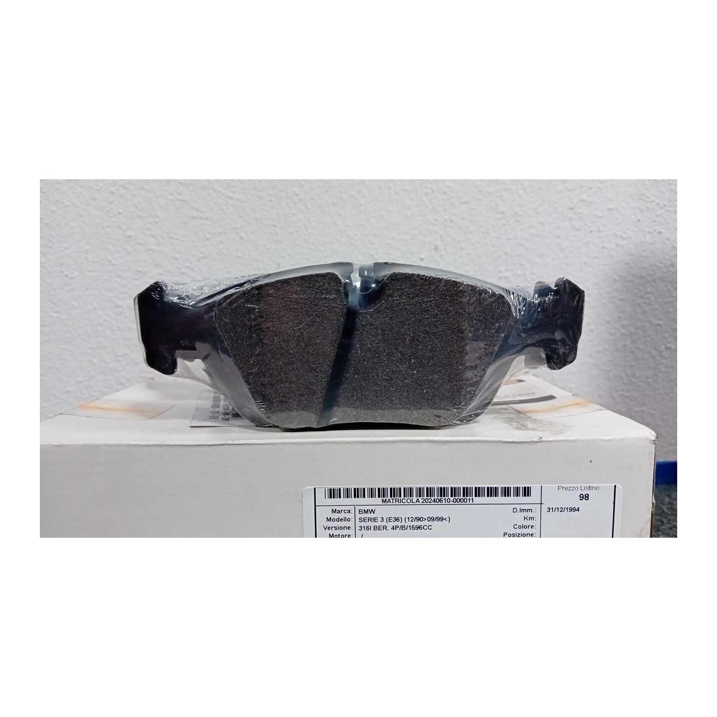 SERIE PASTIGLIE FRENI ANT. 011 BMW SERIE 3 (E36) (12/90-09/99)  34116761244