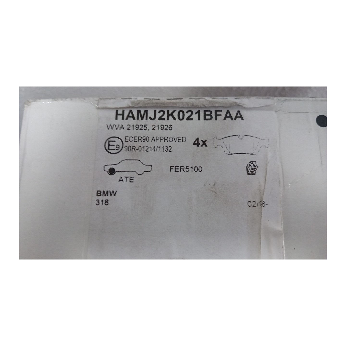 SERIE PASTIGLIE FRENI ANT. 011 BMW SERIE 3 (E36) (12/90-09/99)  34116761244
