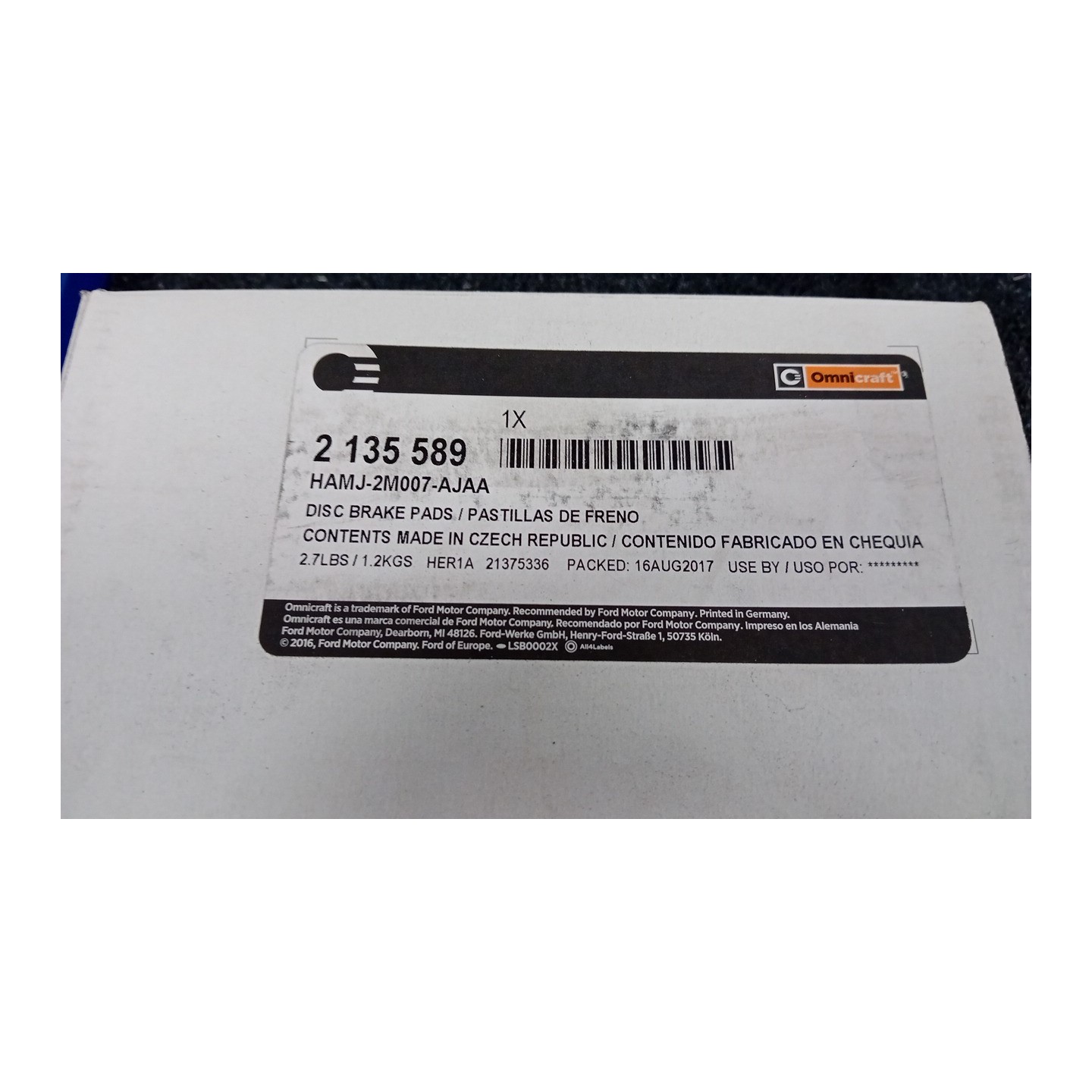SERIE PASTIGLIE FRENI POST. 015 OPEL VIVARO COMBI (X82) (07/14-)  95599224