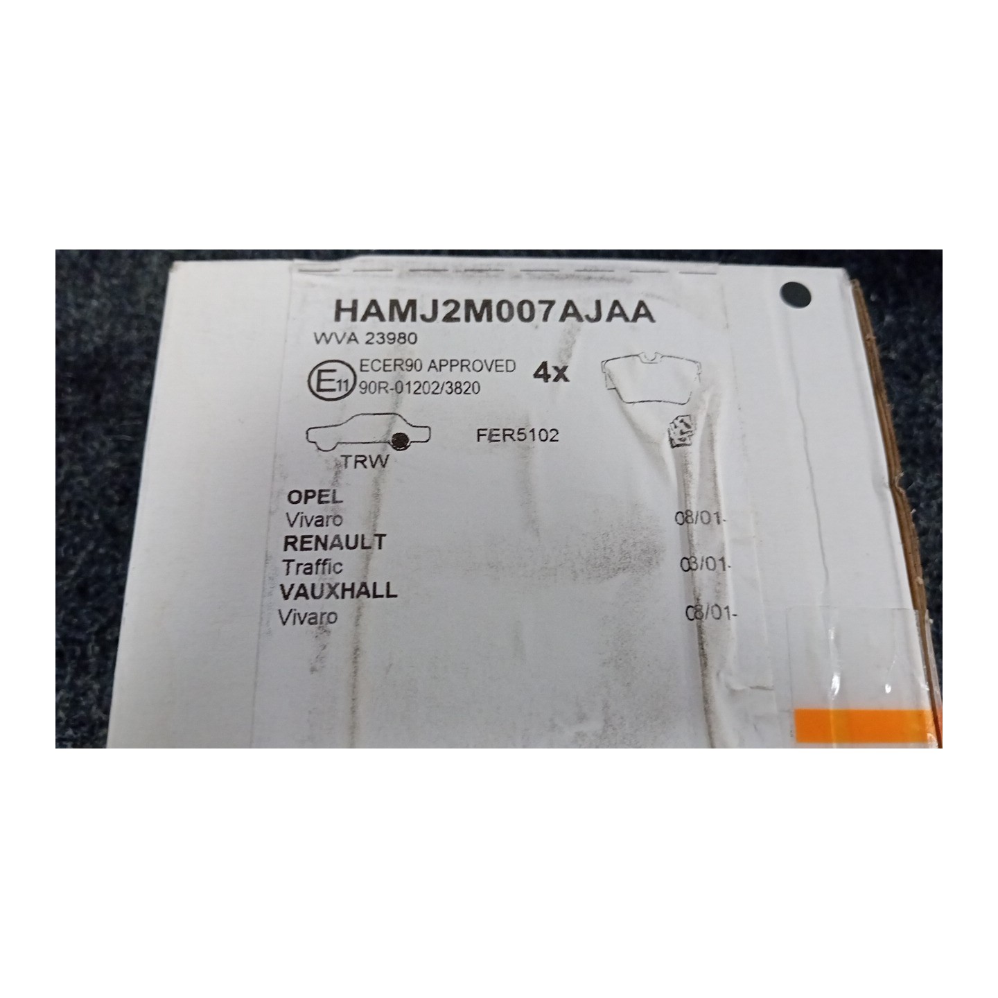 SERIE PASTIGLIE FRENI POST. 015 OPEL VIVARO COMBI (X82) (07/14-)  95599224