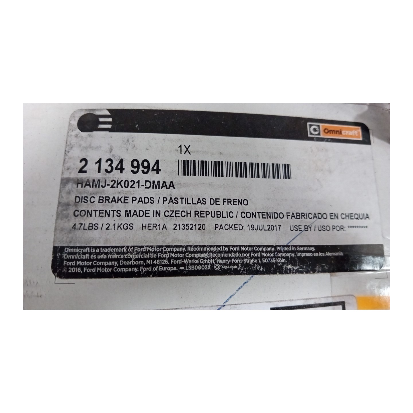 SERIE PASTIGLIE FRENI ANT. C/DISCO F 039 OPEL ASTRA (P10) (10/09-06/18)  13412810