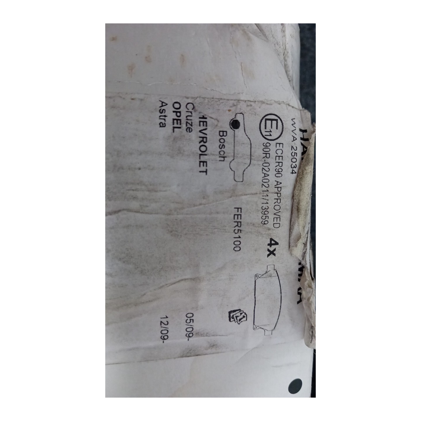 SERIE PASTIGLIE FRENI ANT. C/DISCO F 039 OPEL ASTRA (P10) (10/09-06/18)  13412810