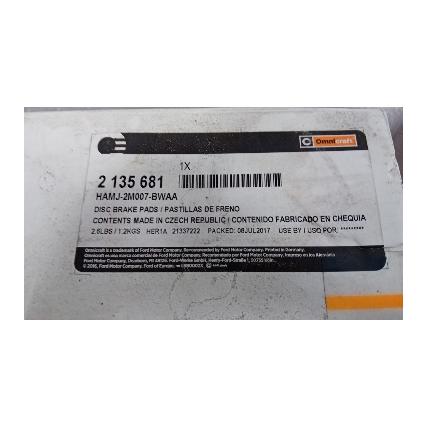 SERIE PASTIGLIE FRENI POST. 047 BMW SERIE 3 (E90/E91) (02/05-12/11  34216769105