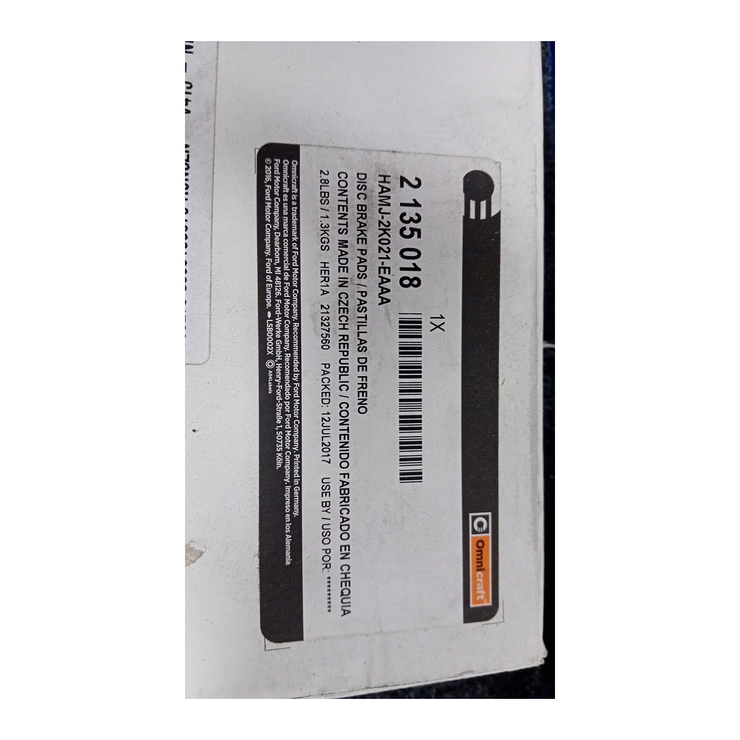 SERIE PASTIGLIE FRENI ANT. 001 HYUNDAI I20 (01/09-)  581011JA60