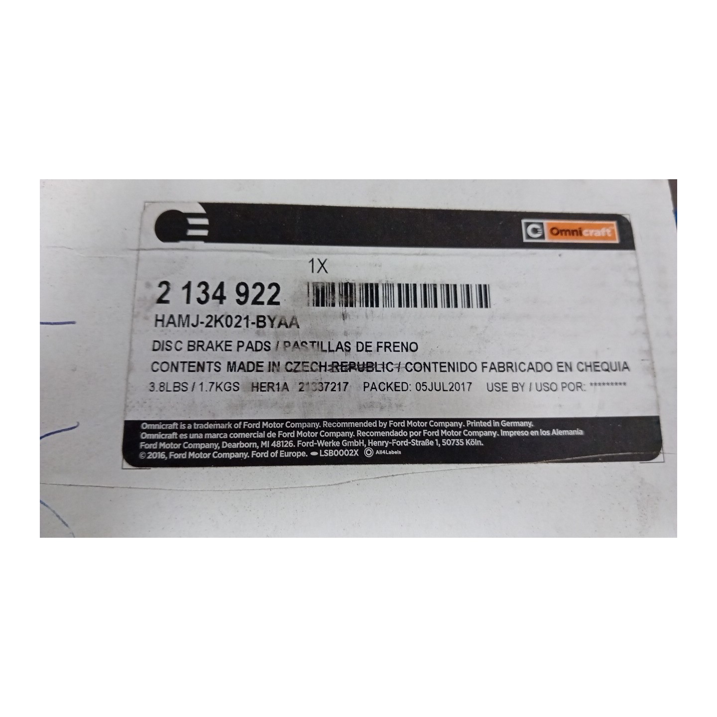 SERIE PASTIGLIE FRENI ANT. 004 HONDA CIVIC 5 PORTE (12/94-03/02)  45022ST3E30