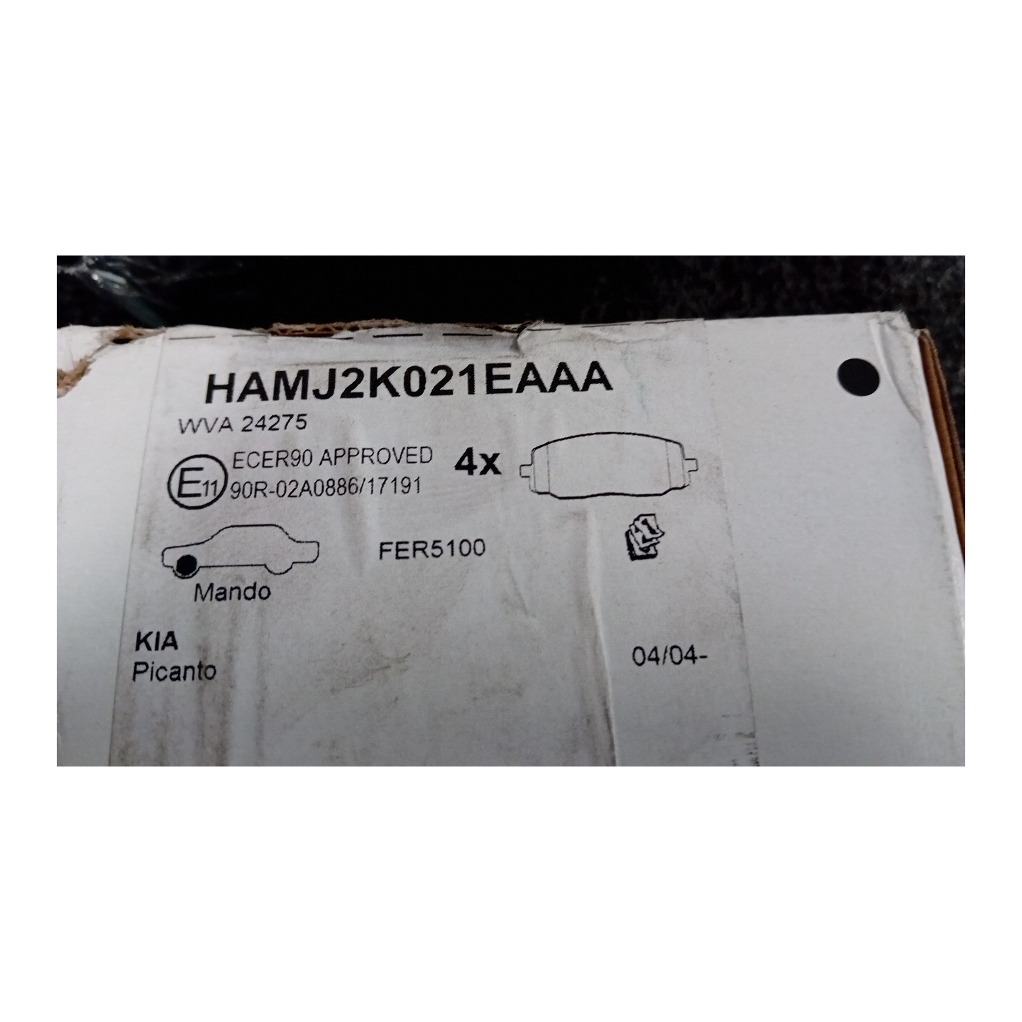 SERIE PASTIGLIE FRENI ANT. 008 KIA PICANTO 1A SERIE (02/08-07/11  5810107A20
