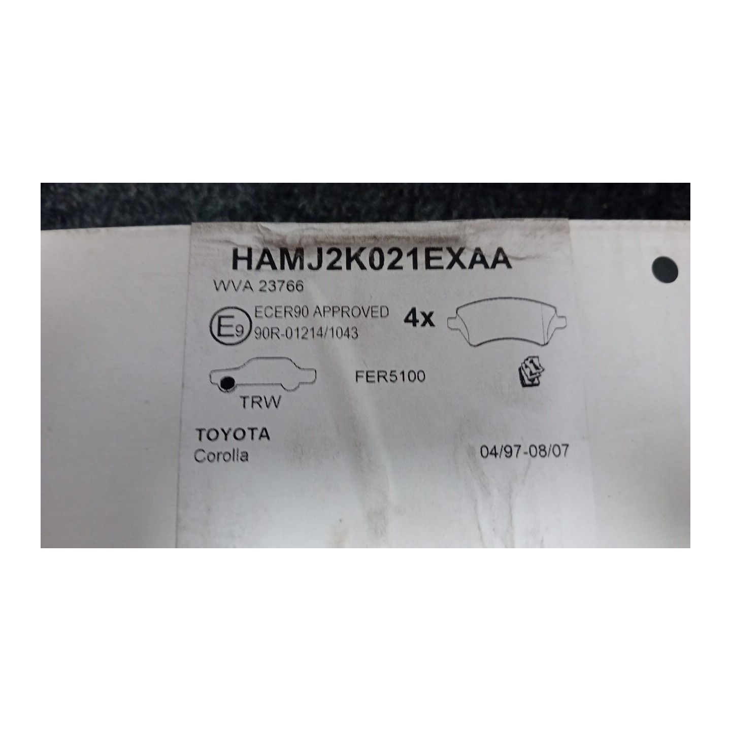 SERIE PASTIGLIE FRENI ANT. 067 TOYOTA COROLLA COMPACT (01/02-09/04)  0446502061