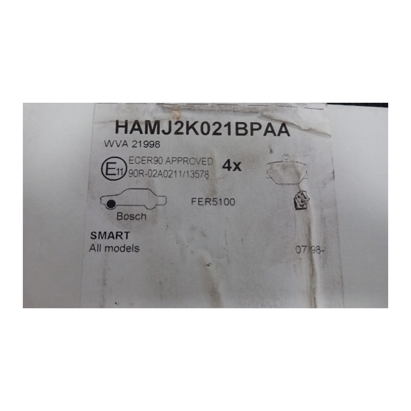 SERIE PASTIGLIE FRENI ANT. 071 SMART FORTWO (A/C451) (01/07-12/11)  A4514210010