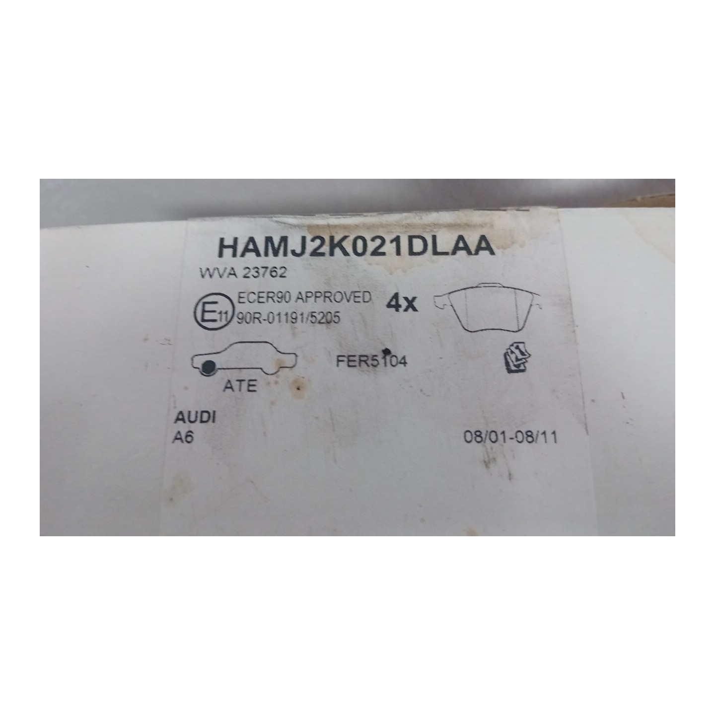 SERIE PASTIGLIE FRENI ANT. TEVES 347 089 AUDI A6 (4F) (03/04-06/09)  8E0698151G