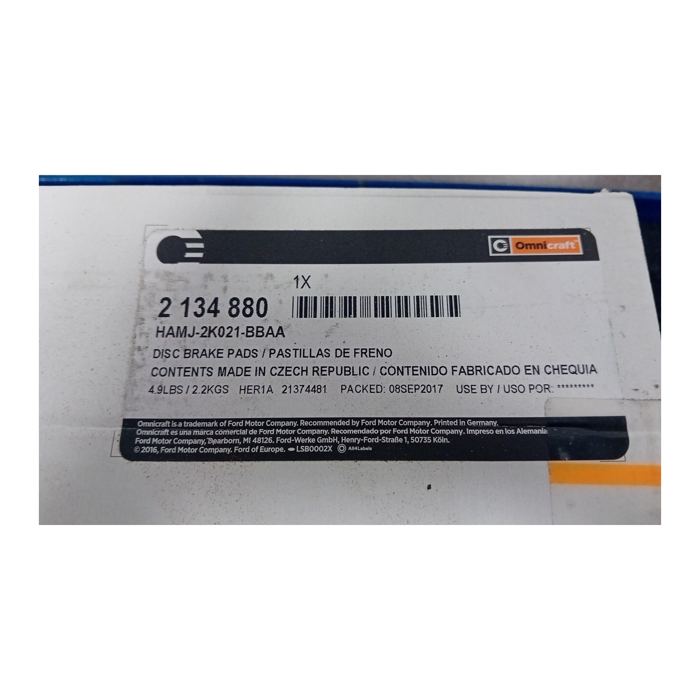 SERIE PASTIGLIE FRENI ANT. P/DISCO 1 102 LAND ROVER RANGE ROVER EVOQUE (03/11-12/1  LR027309