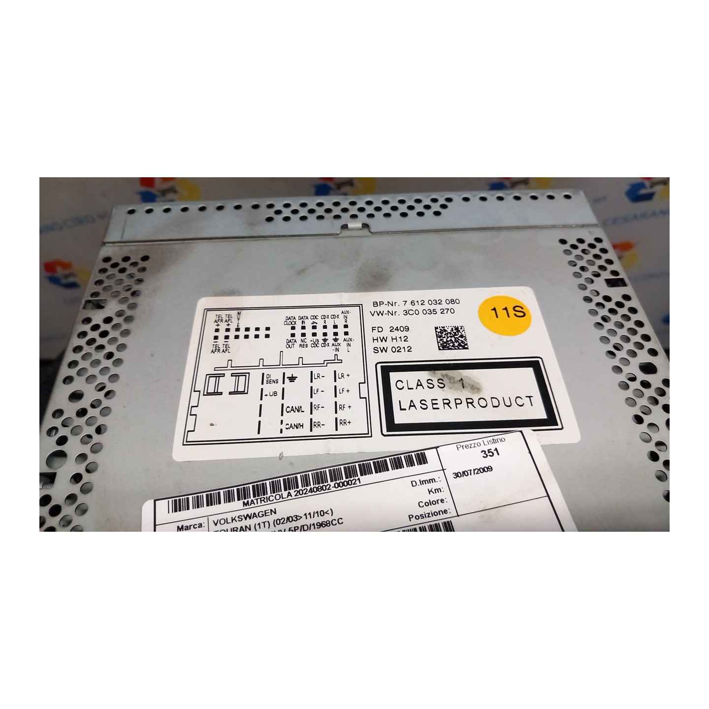 AUTORADIO 021 VOLKSWAGEN TOURAN (1T) (02/03-11/10) BMM 1K0057186JX